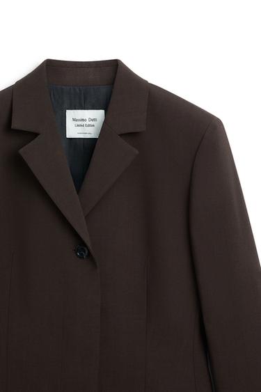 Long stretch wool blend blazer - LIMITED EDITION — Chocolate 6