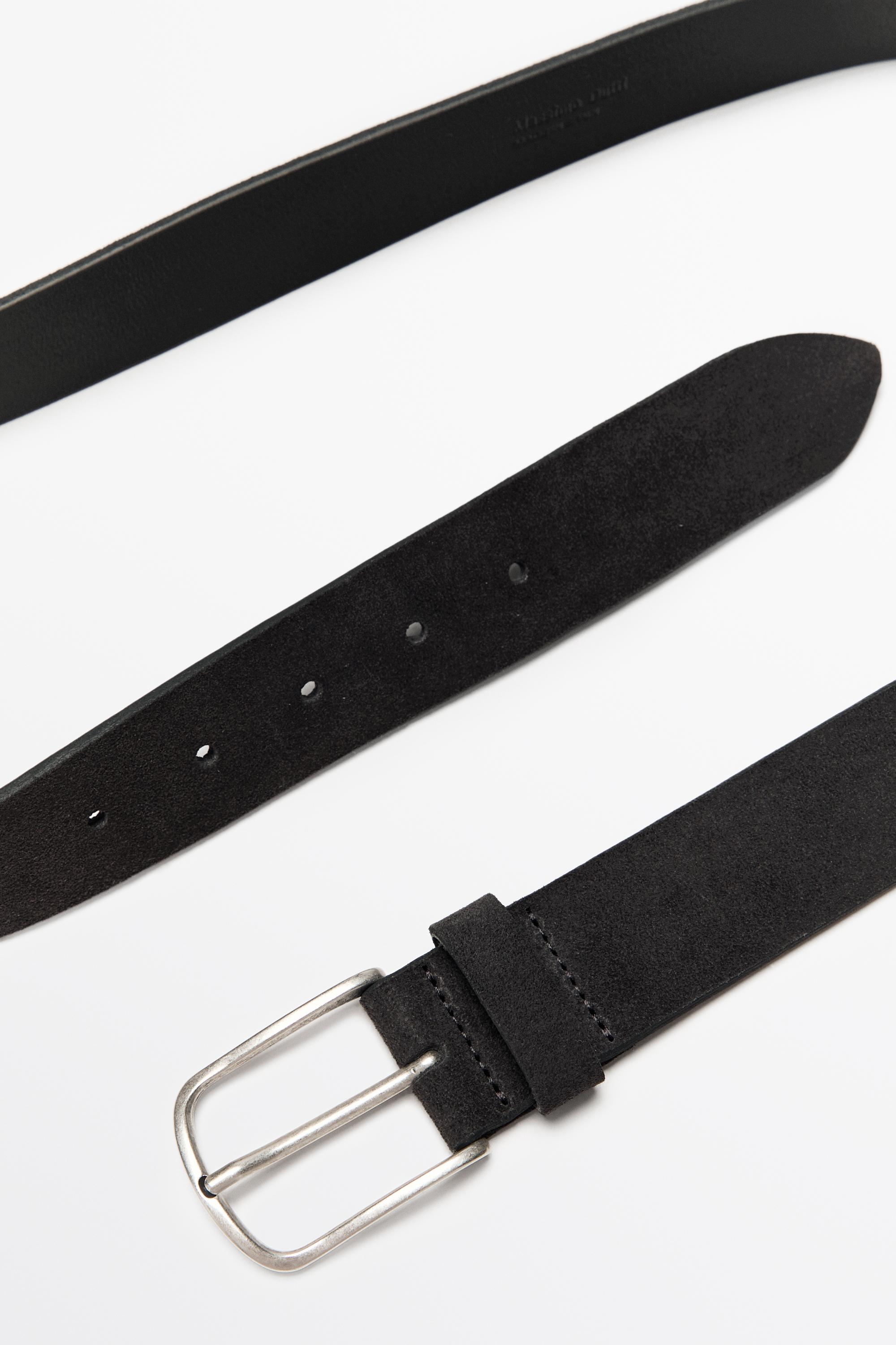 Plush nappa leather belt — BLUISH GREY