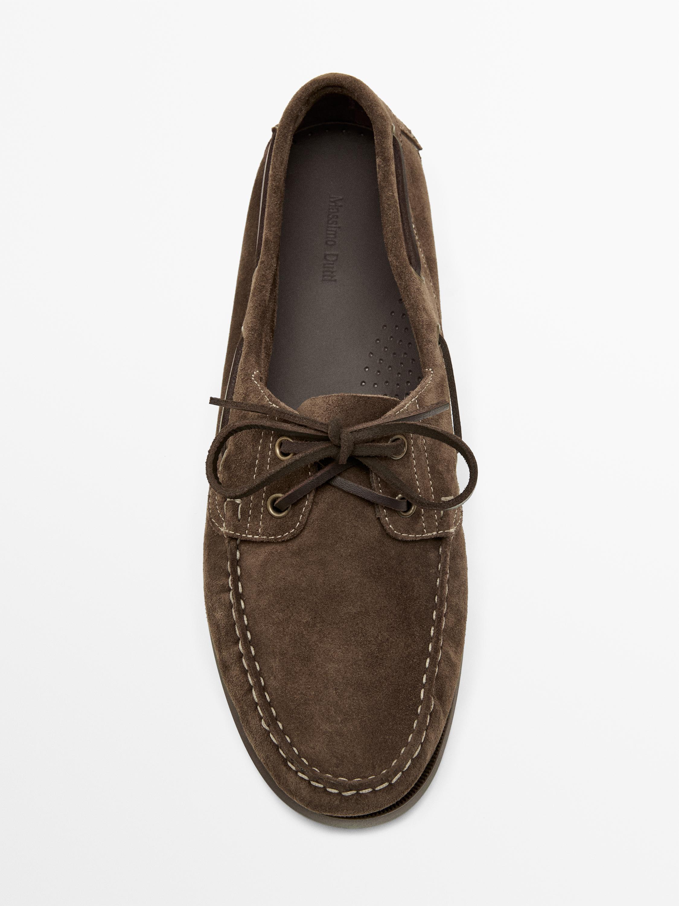 Leather deck shoes — STONE