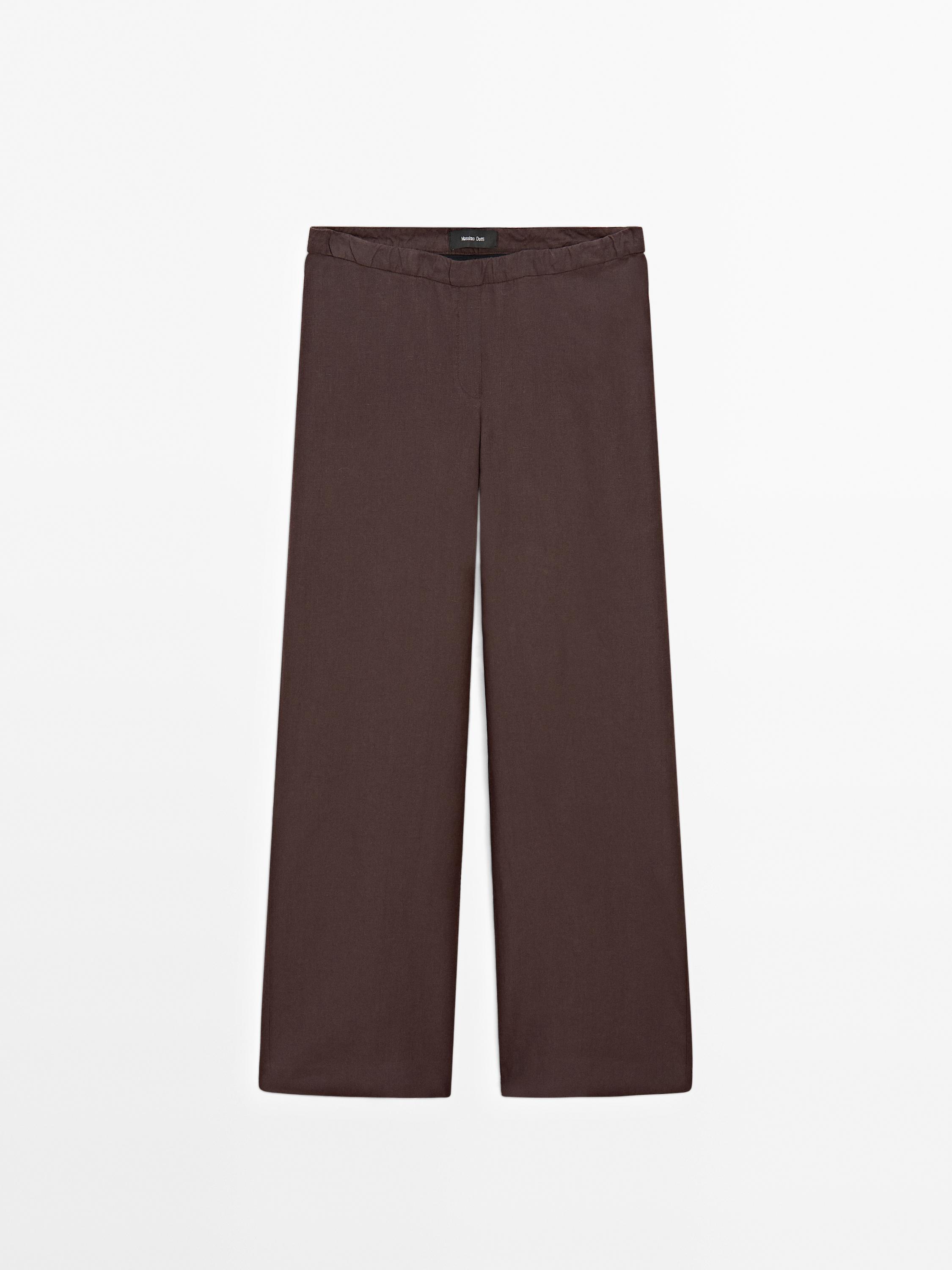 Pantalon lin élastiqué