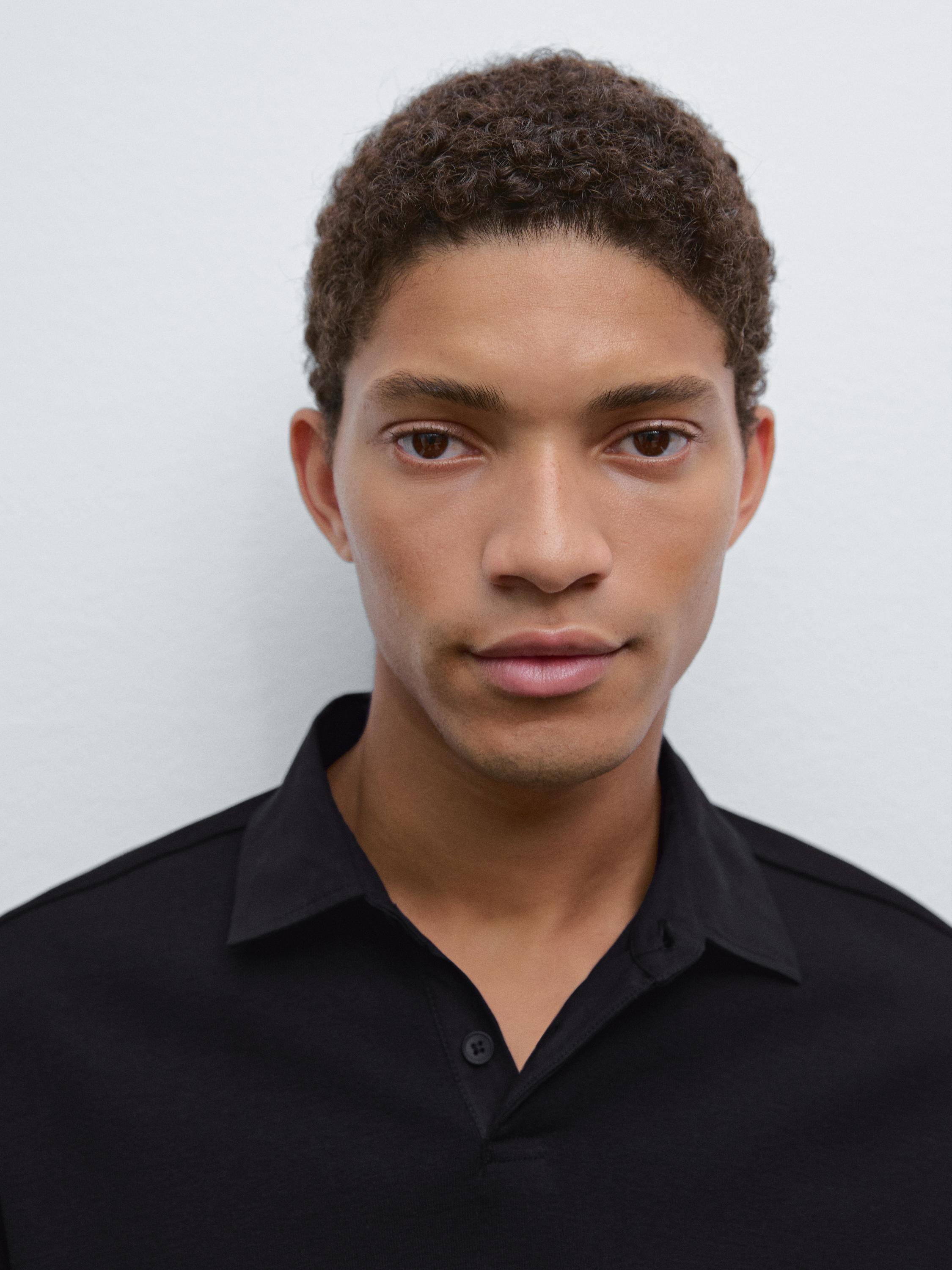 قميص بولو قطن بأكمام قصيرة