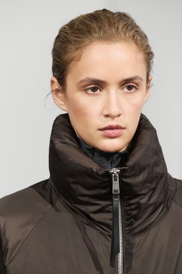 Down jacket with gathered detail — BROWN TONES 8