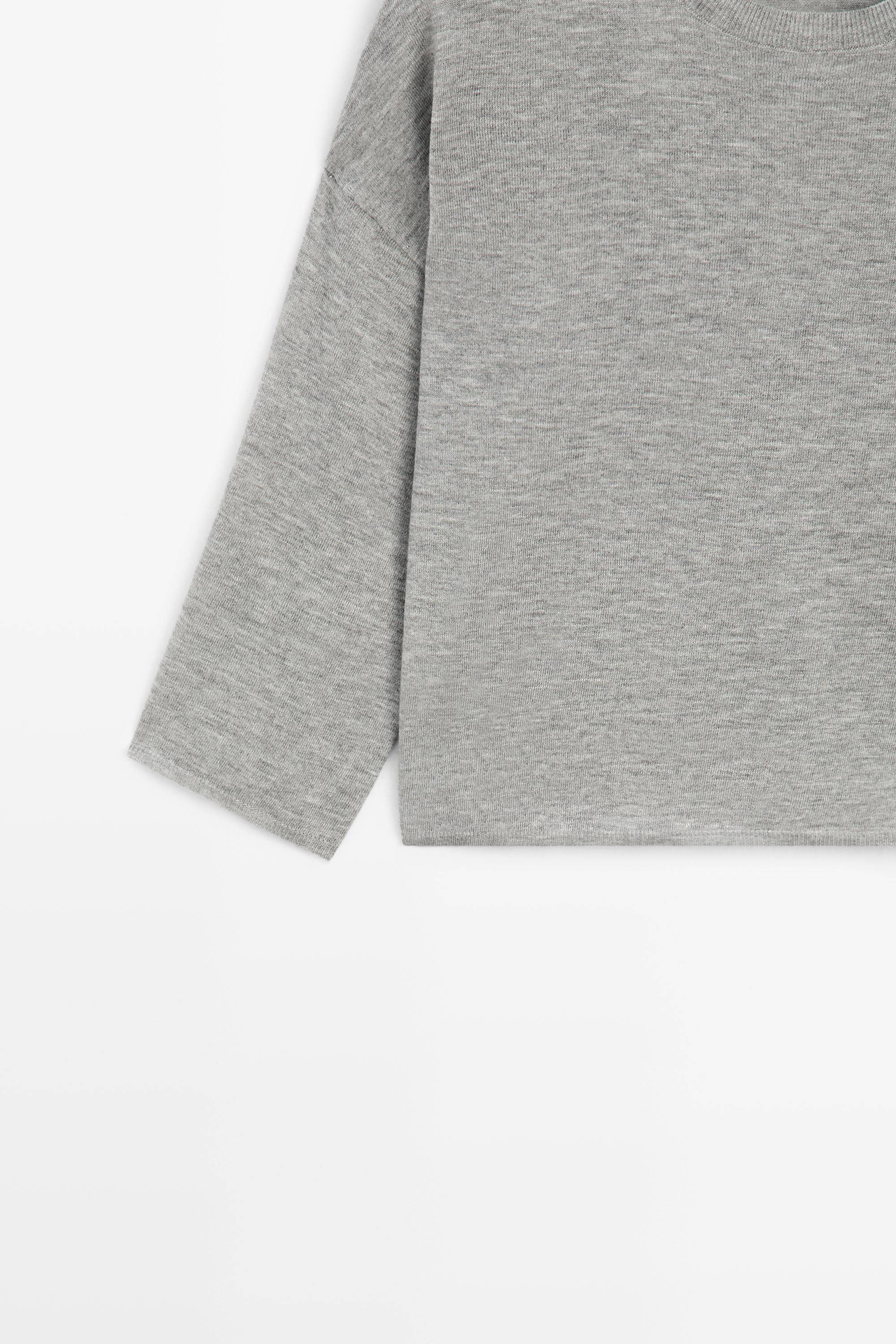 Round neck knit sweater — GREY MARL