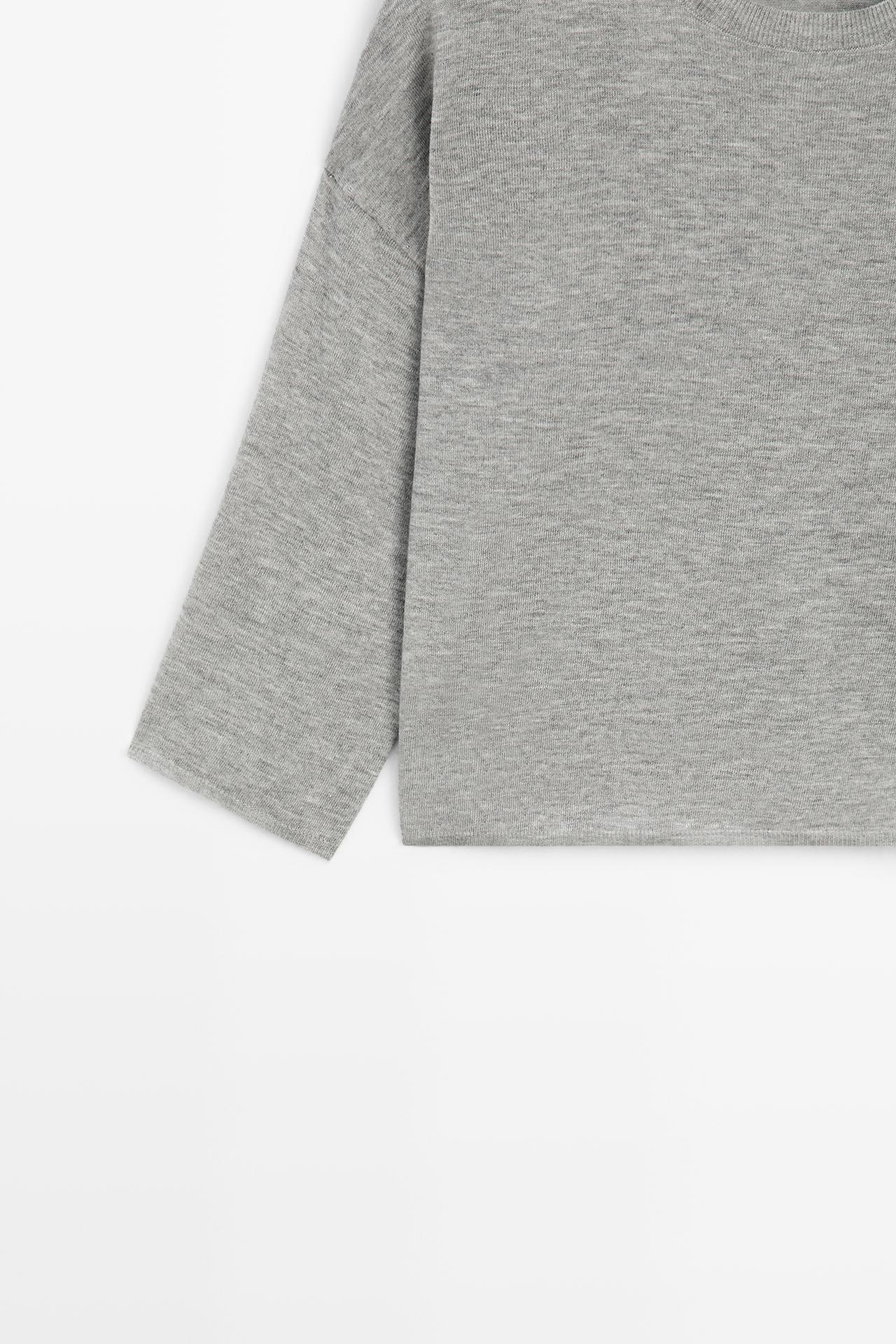 Round neck knit sweater — GREY MARL