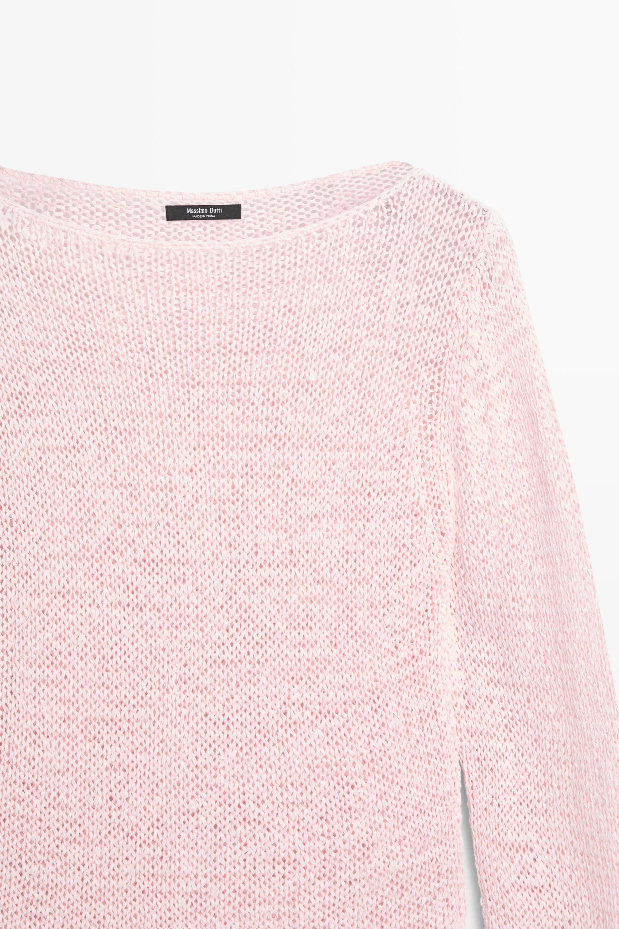 Boat neck knit sweater — PINK