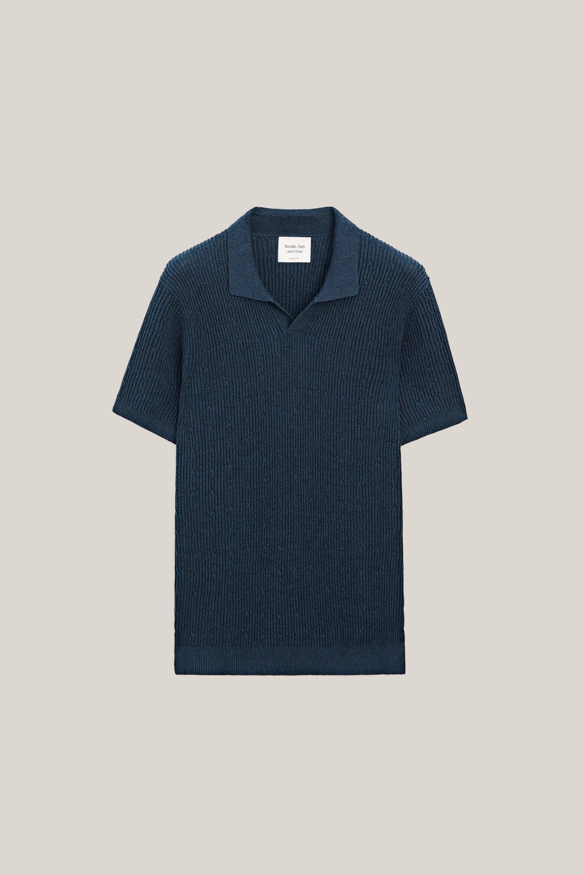 Cable-knit polo sweater - LIMITED EDITION · Navy Blue, Greenish