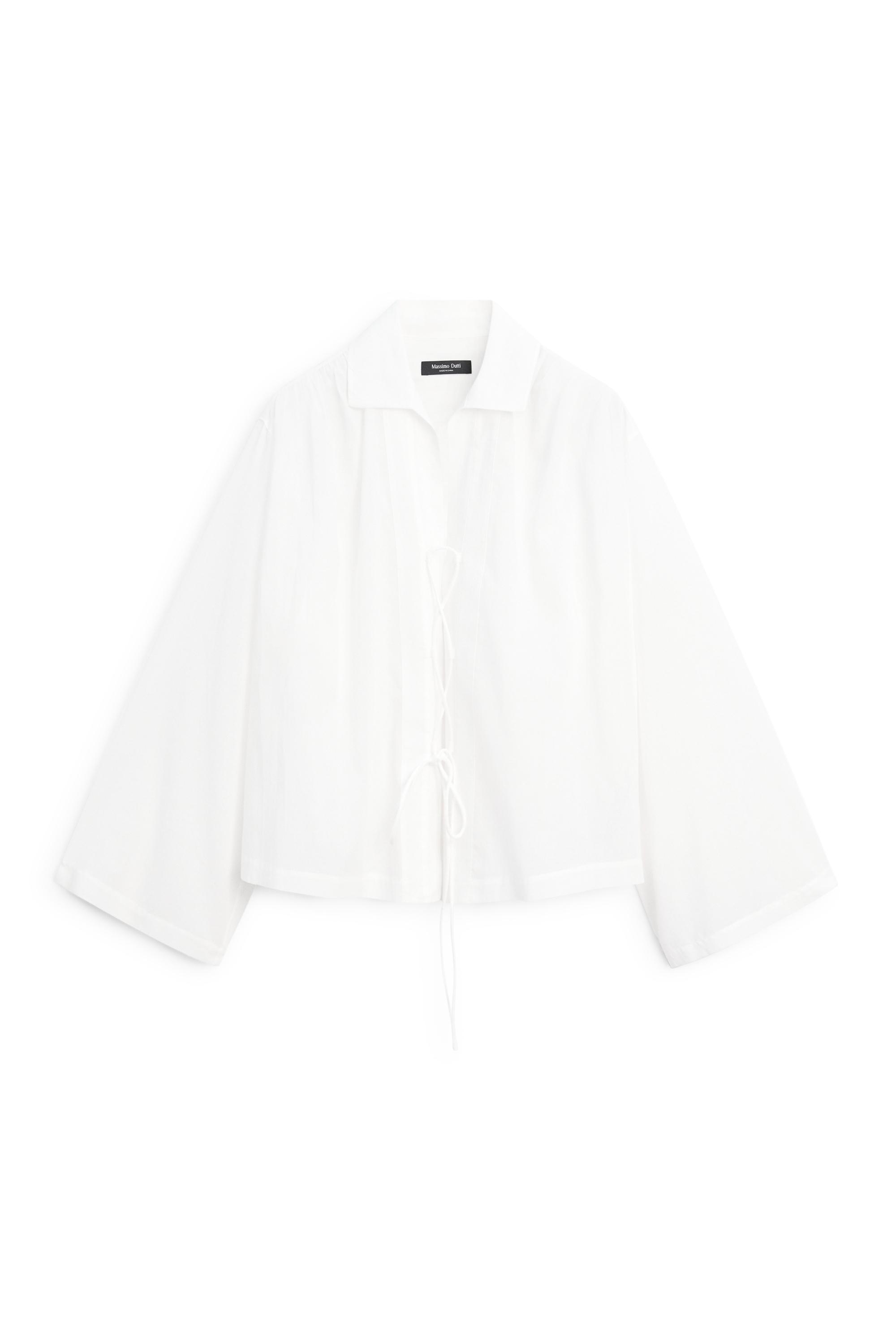 100% cotton shirt with fastening detail — WHITE