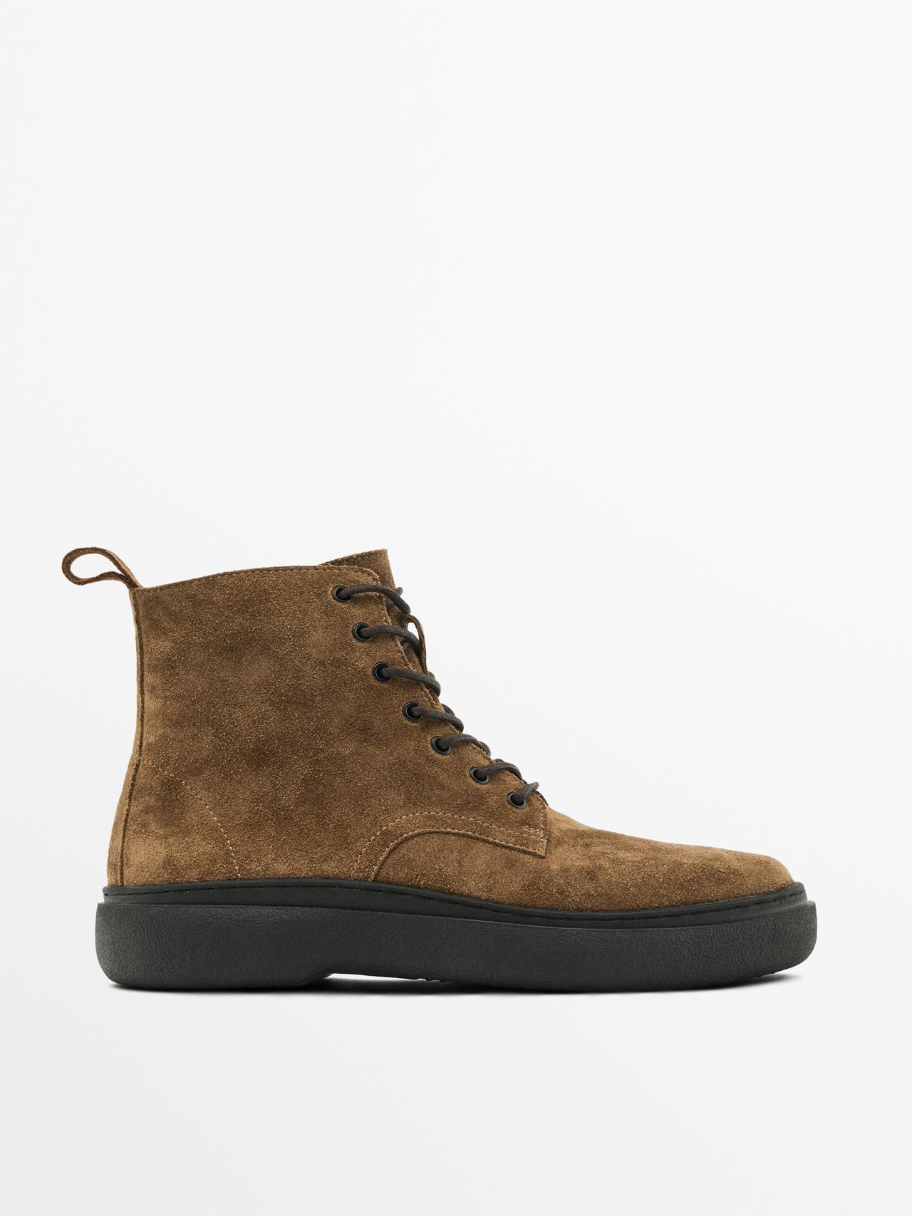 Massimo Dutti - Heren - Splitsuède Laars - Bruin - 42