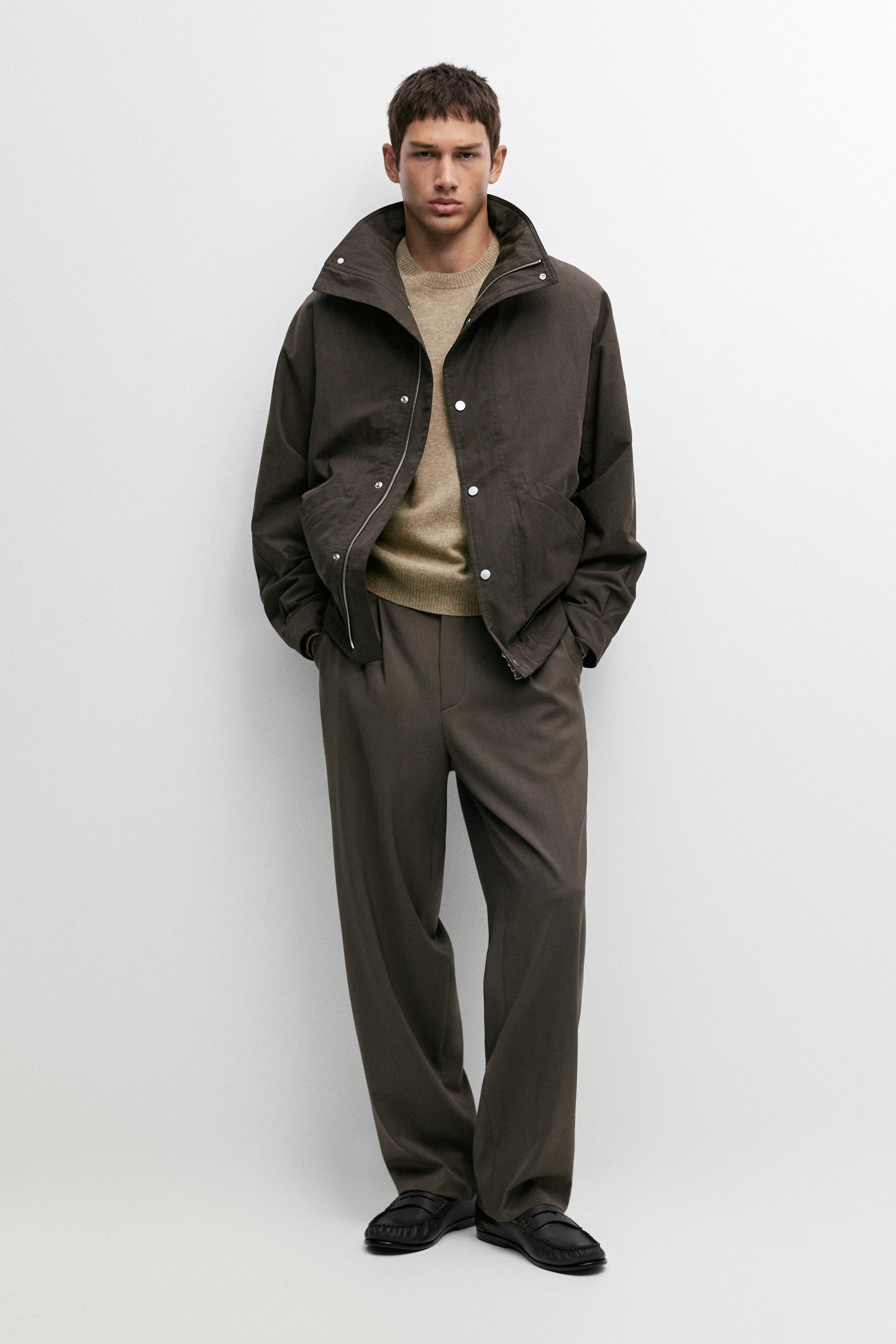 Cotton blend funnel neck jacket