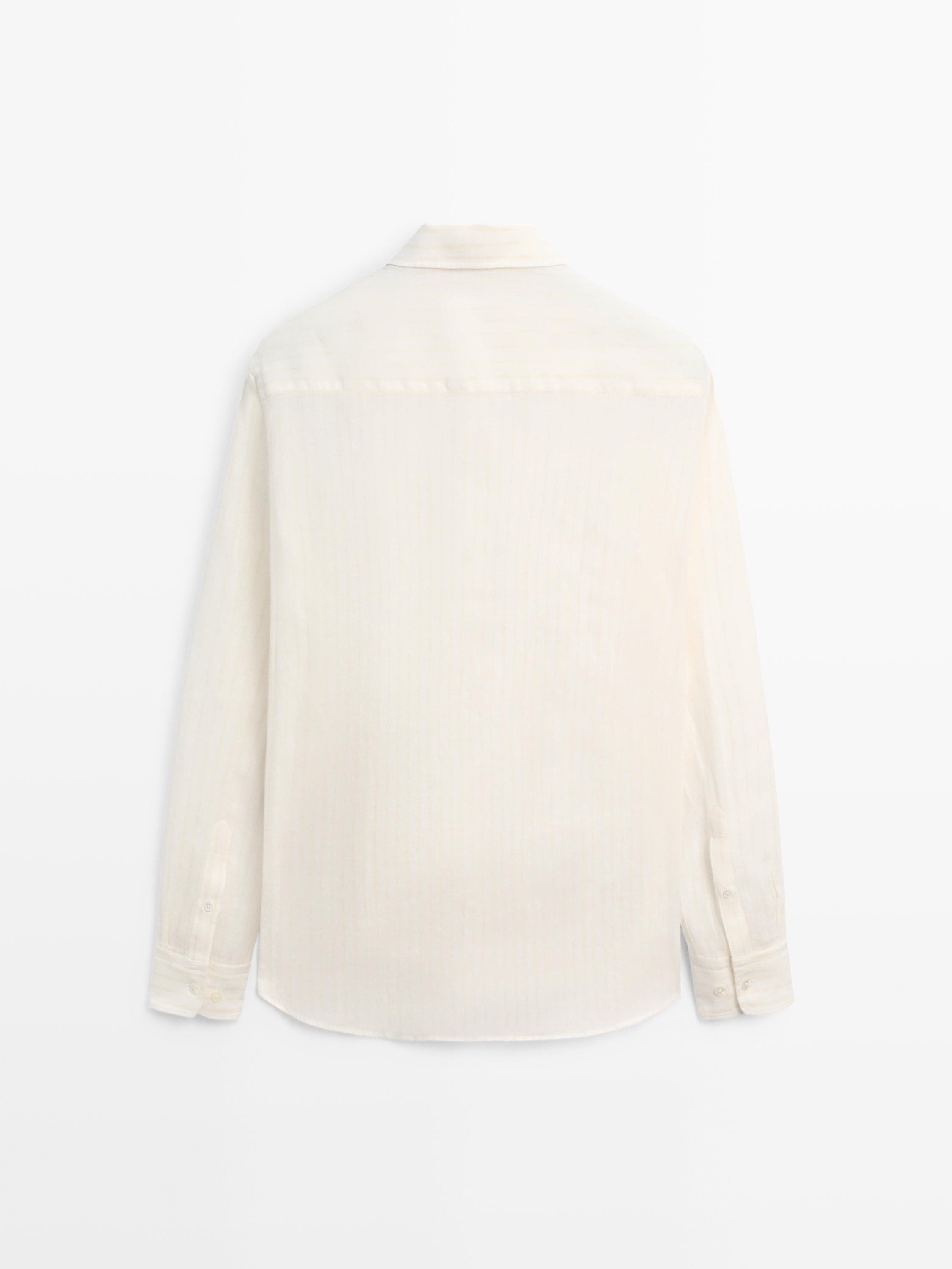 100% linen regular fit shirt — BEIGE