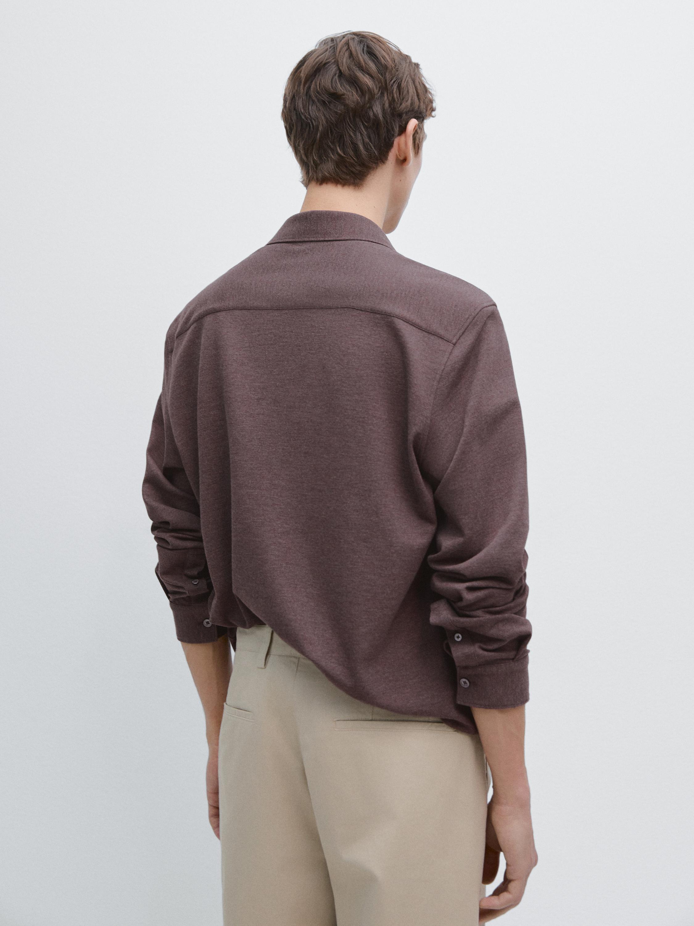 Regular fit melange shirt — BROWN
