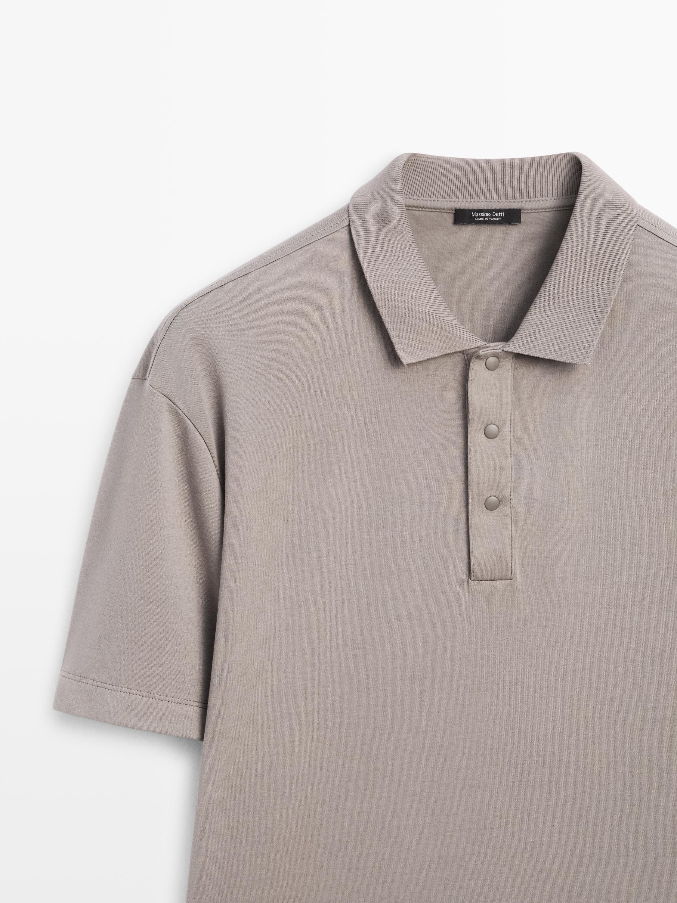 Short sleeve cotton polo shirt — PALE OCHRE