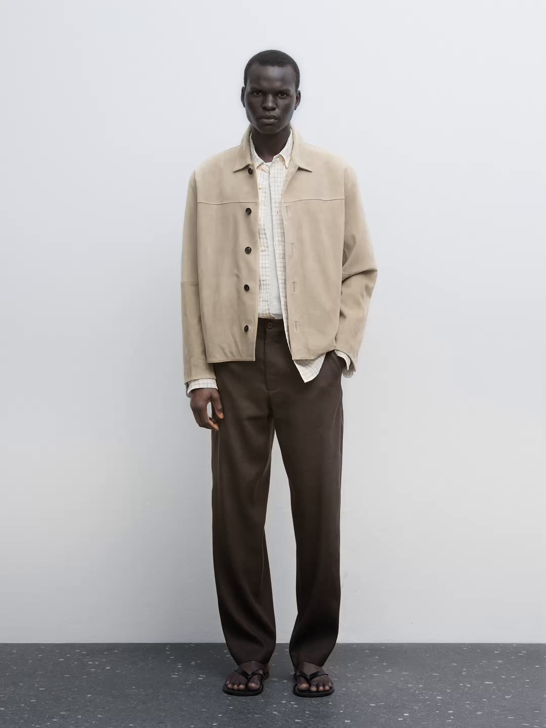 Short suede leather jacket