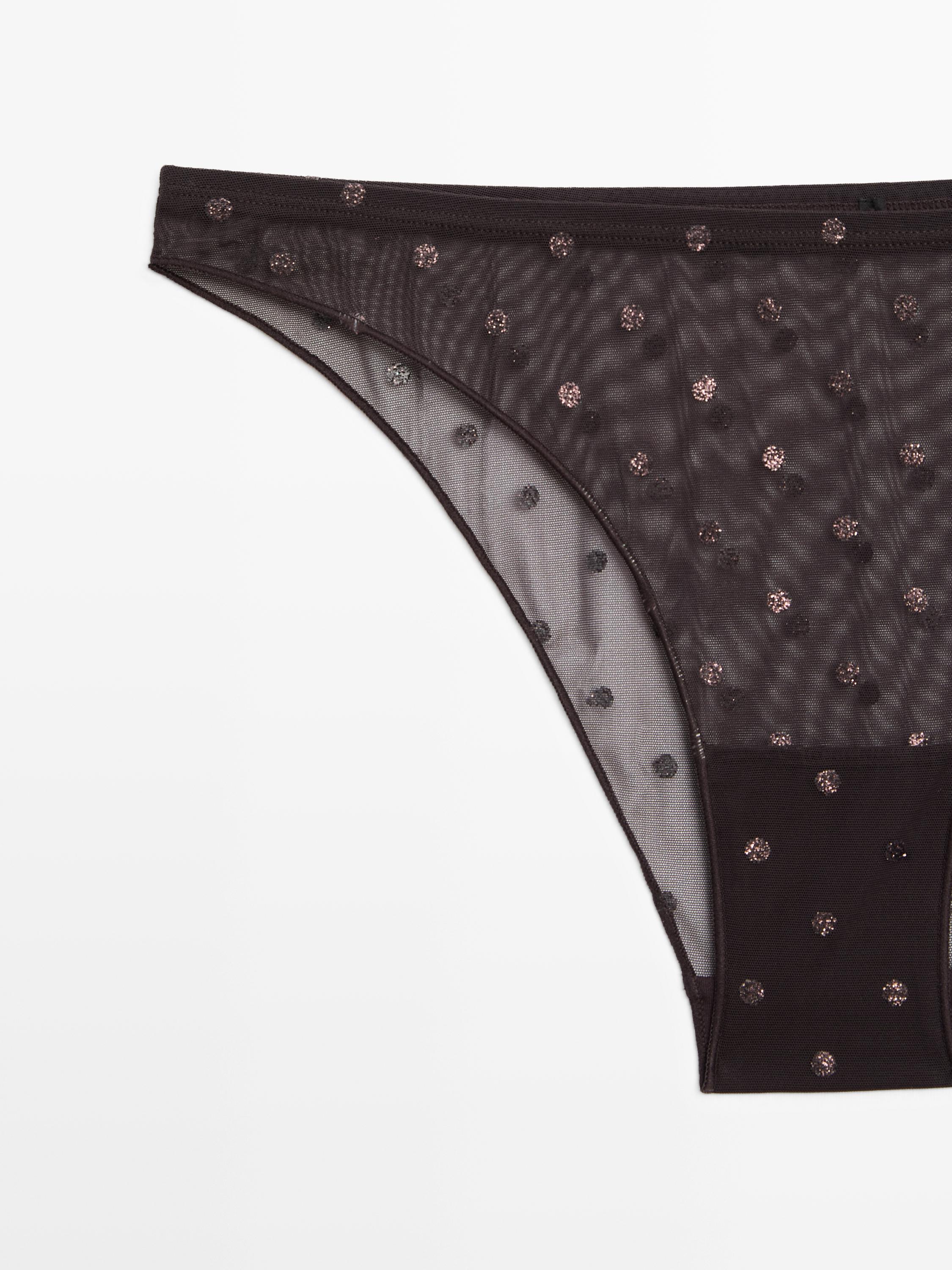 Yarı transparan puantiyeli külot