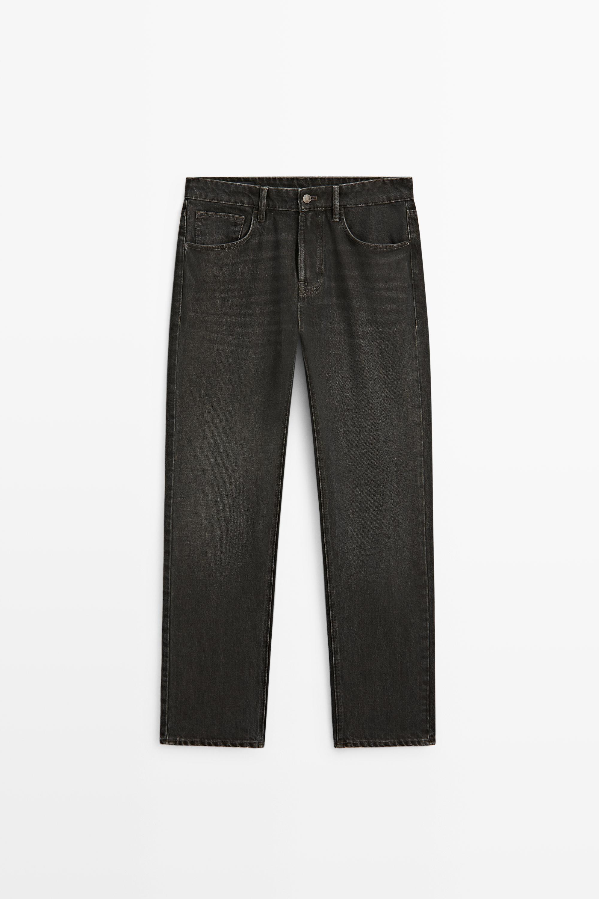Stonewashed tapered-fit jeans