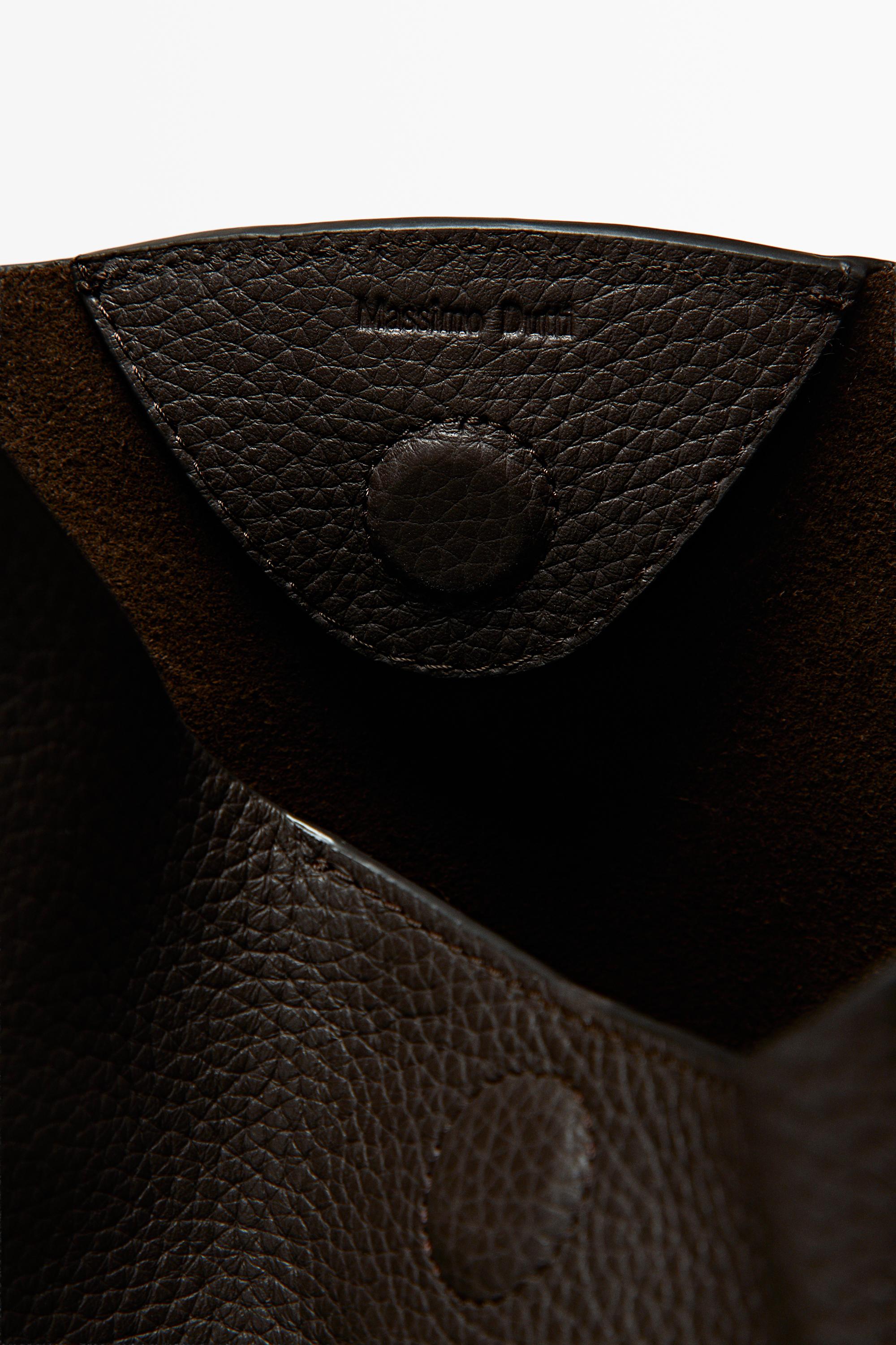 Nappa leather mini shoulder bag — BROWN