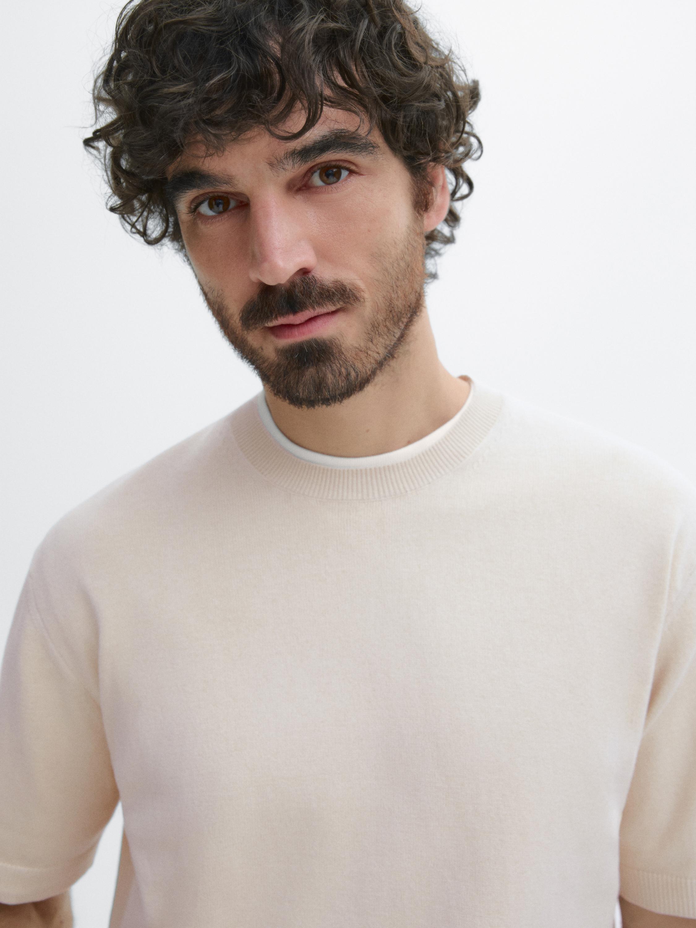 Pull en maille 100 % coton à manches courtes