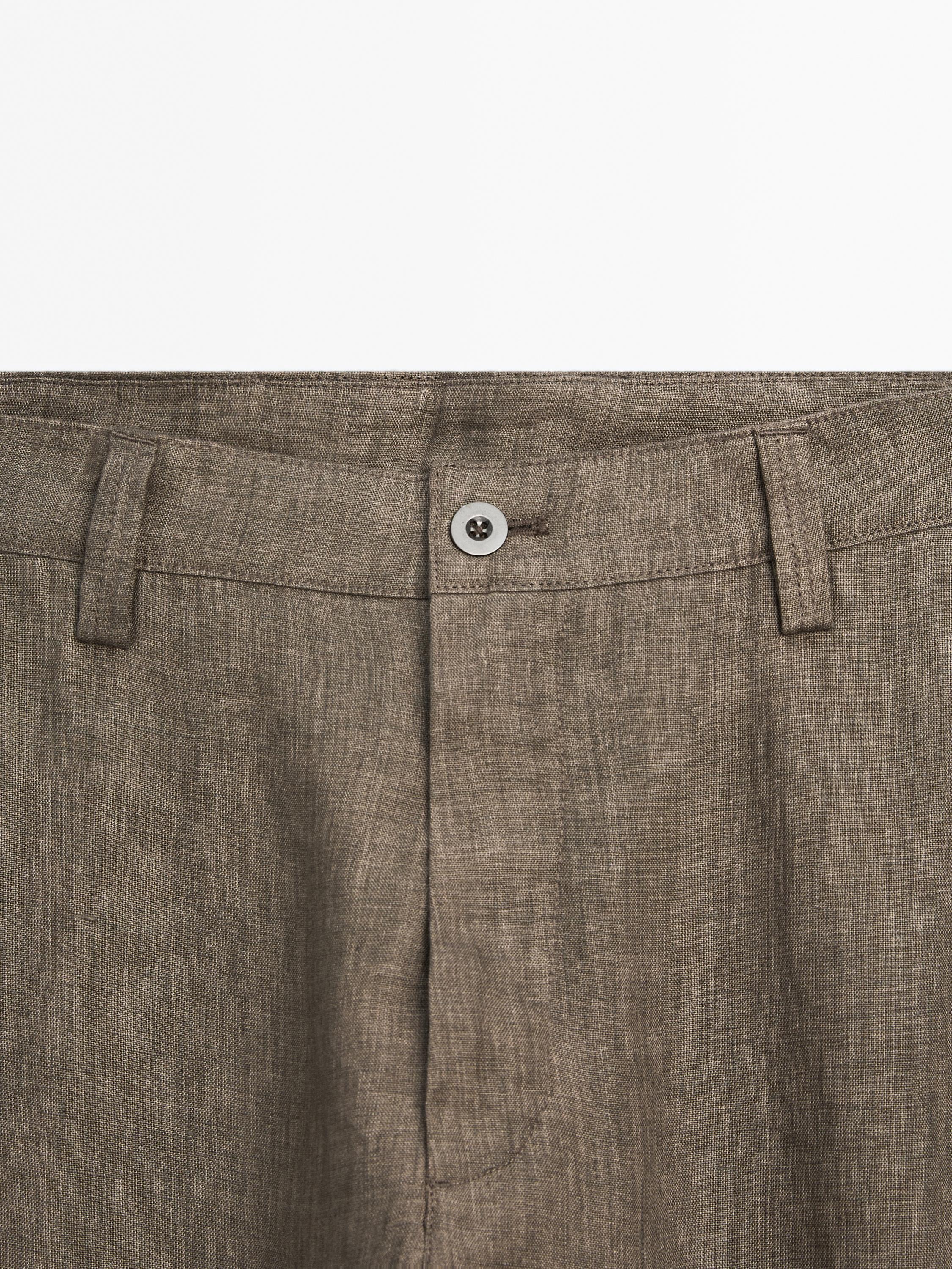 Relaxed fit linen denim trousers
