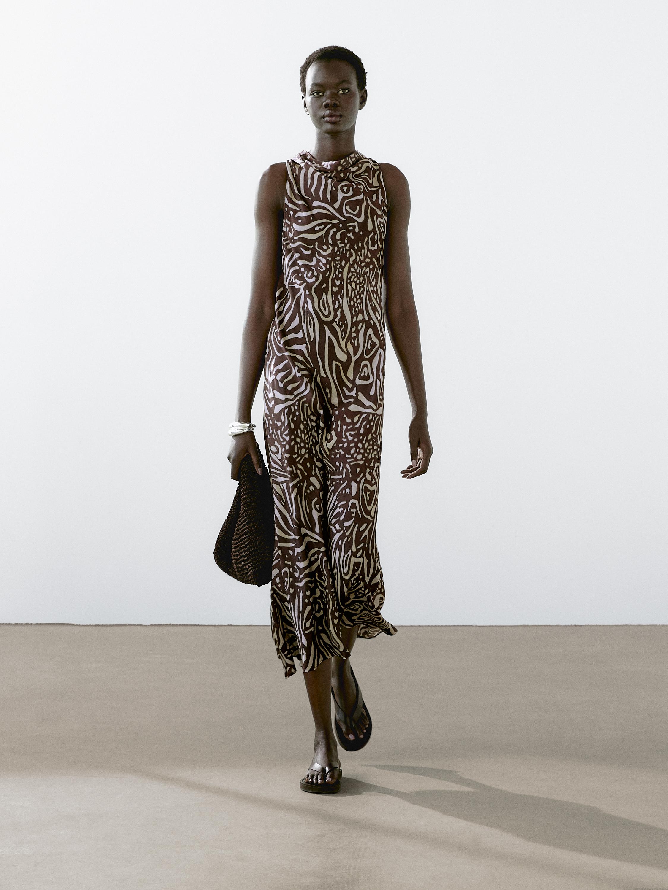 Flowing printed midi dress