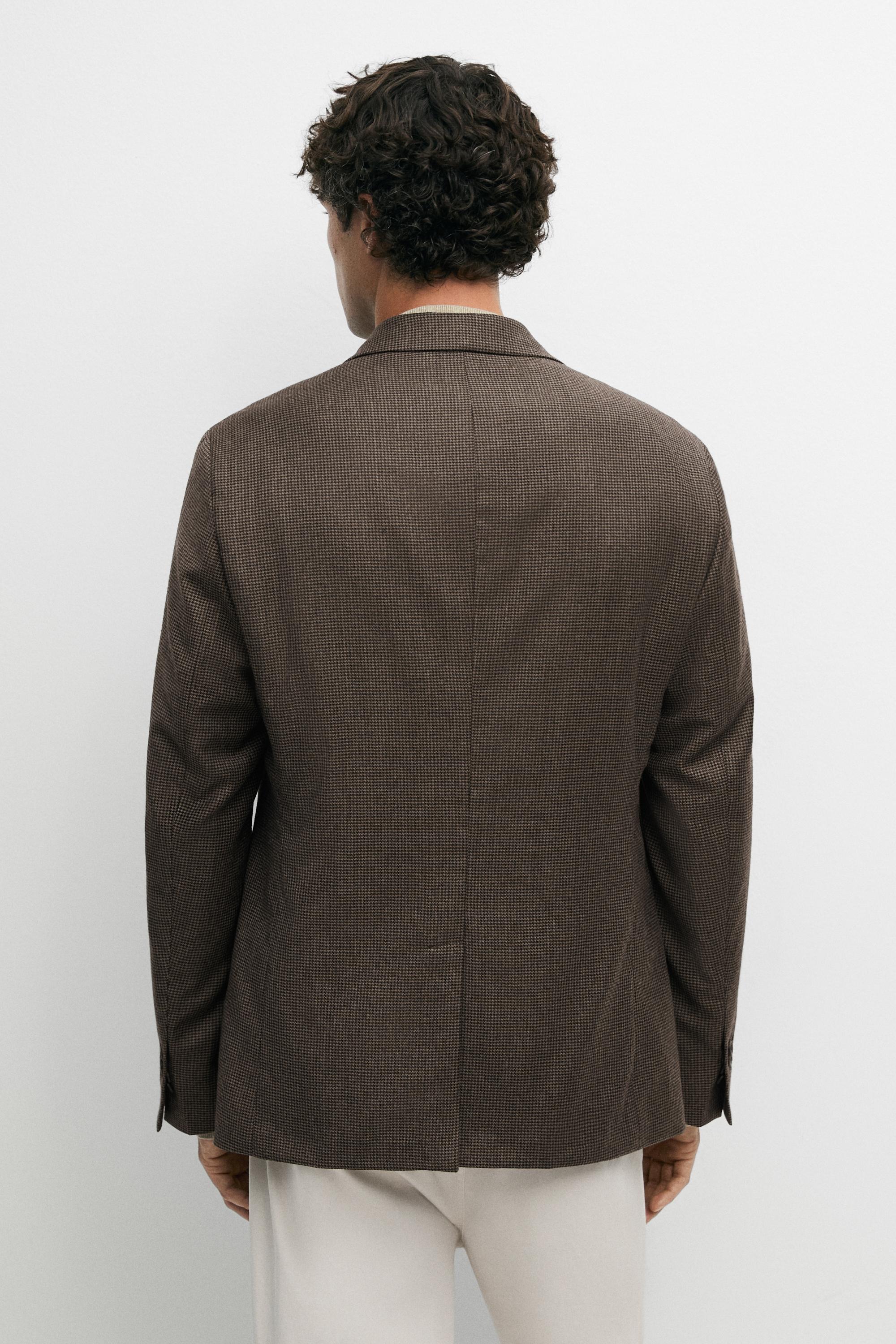 Wool-blend blazer with pocket details — BROWN
