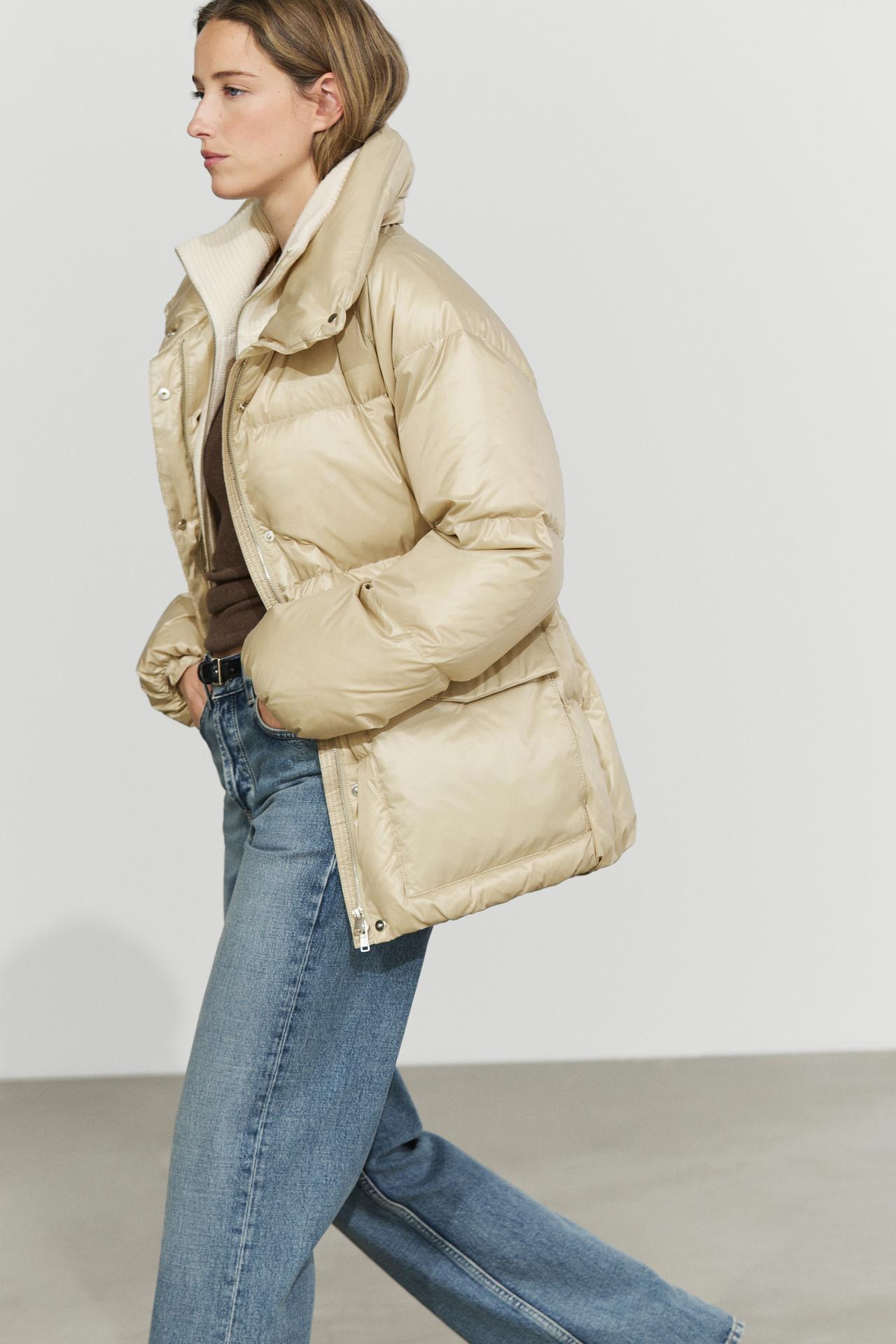 High-neck down jacket — CREAM