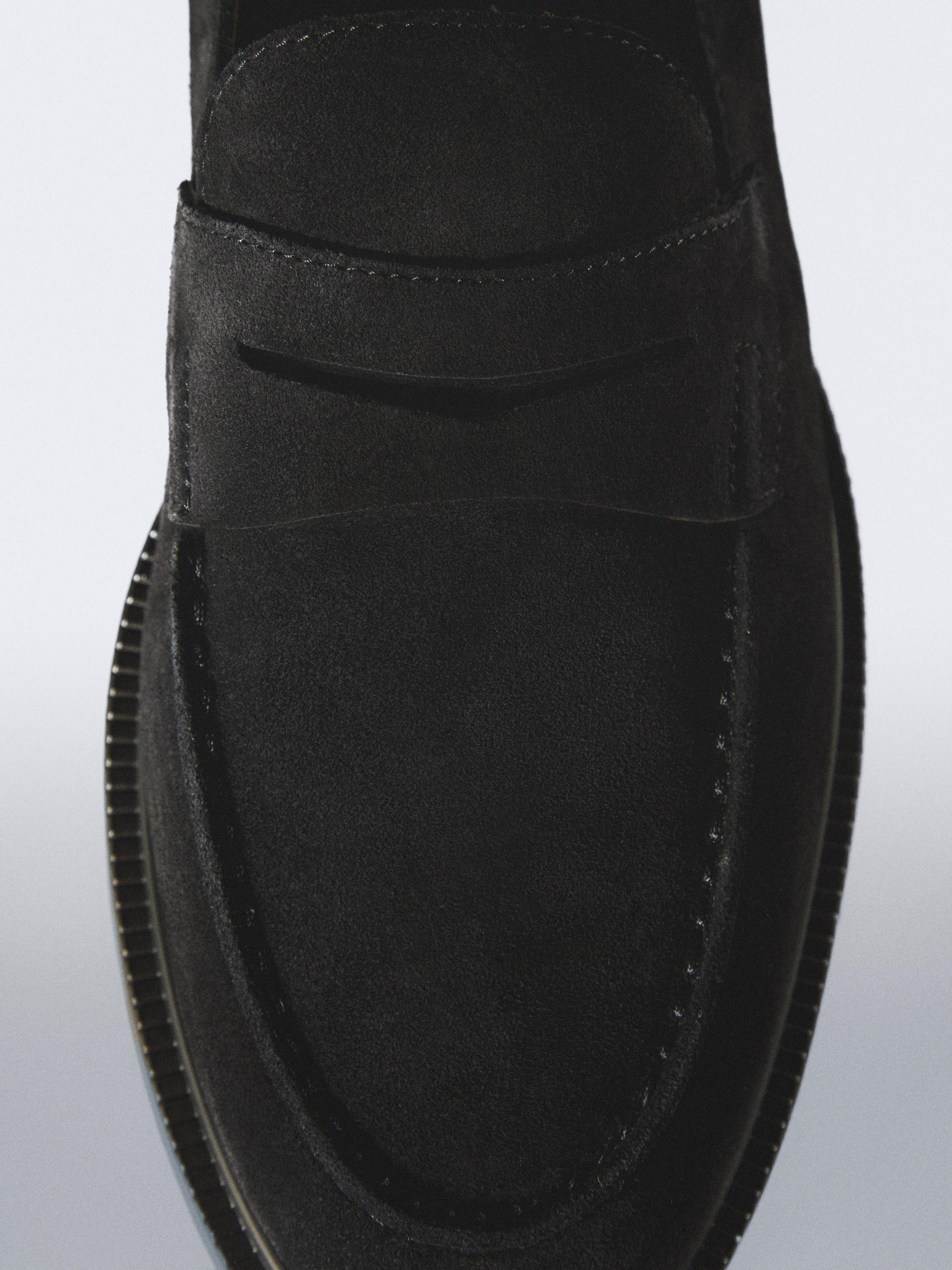 Split leather penny loafers — Dark blue