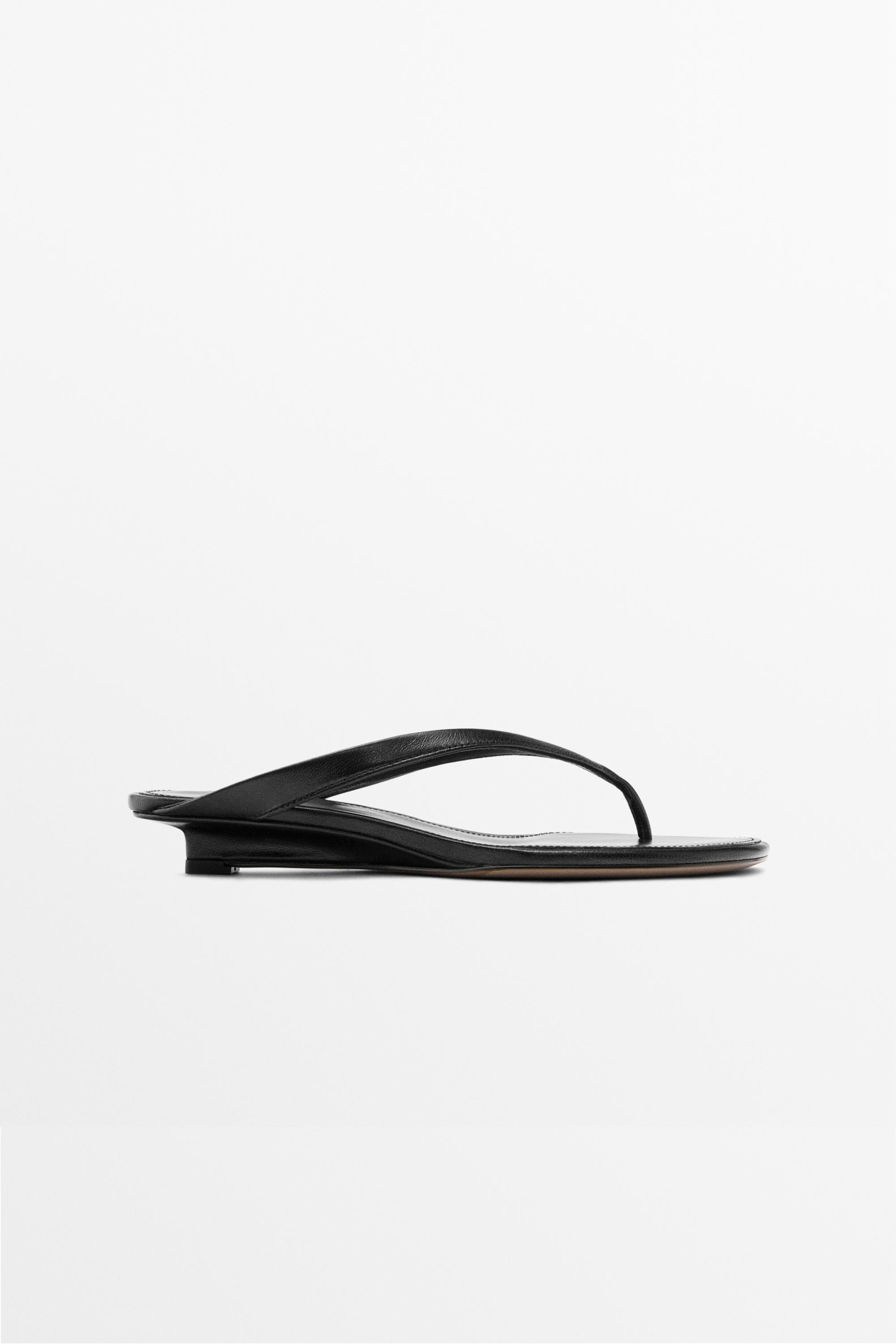 Mid-heel toe sandal — BLACK