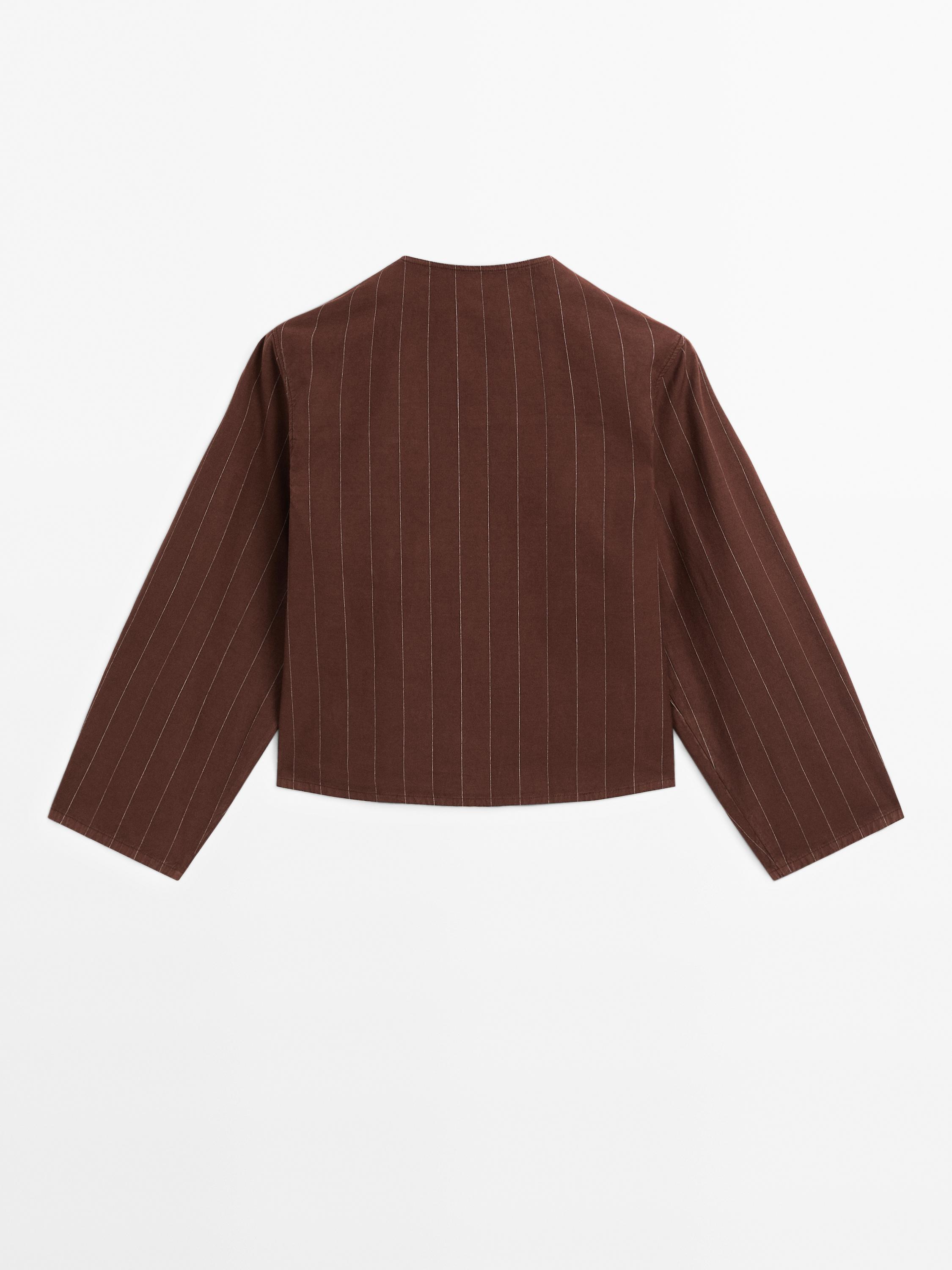 Striped jacket with button detail