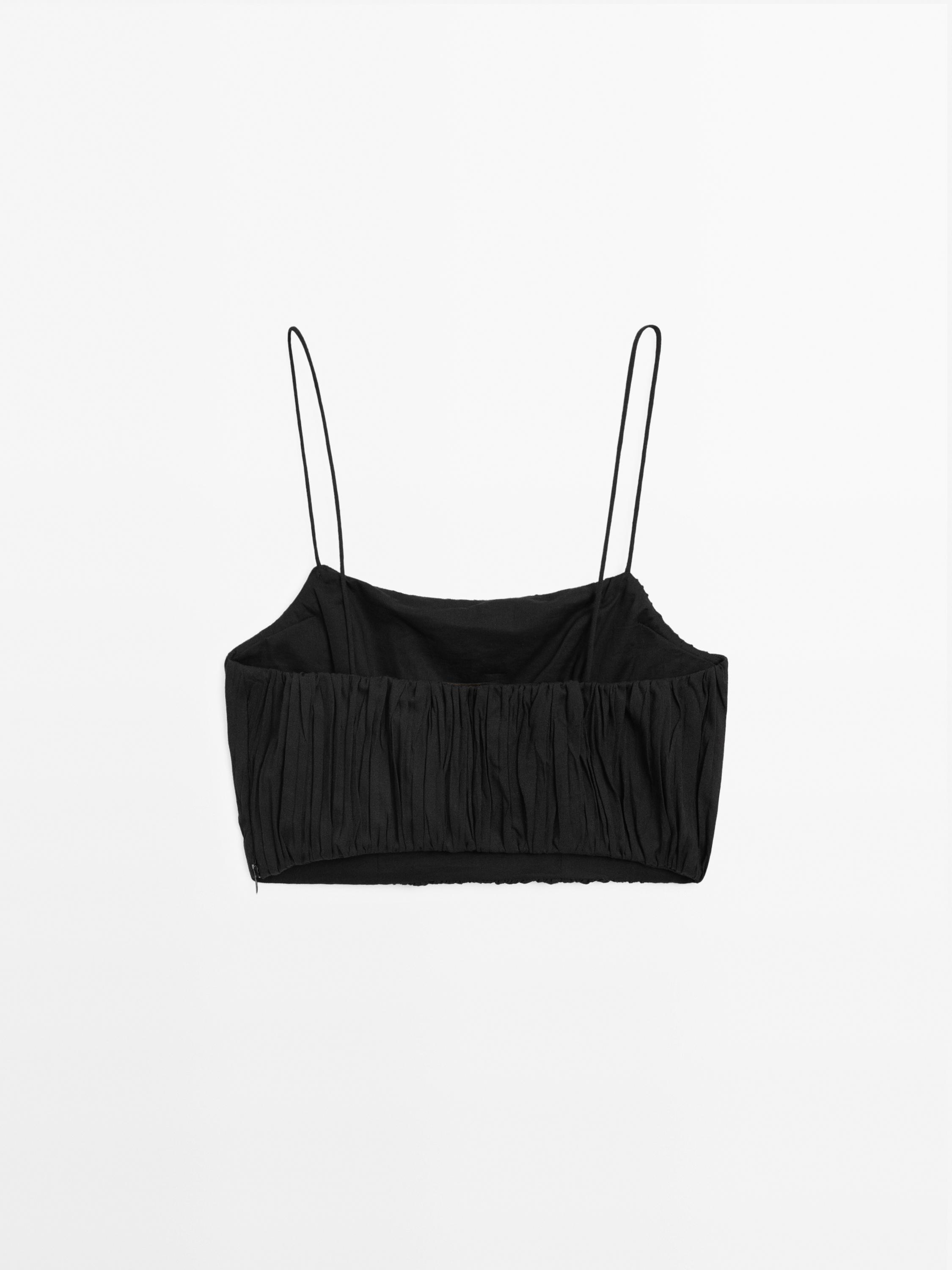 Creased-effect bandeau top