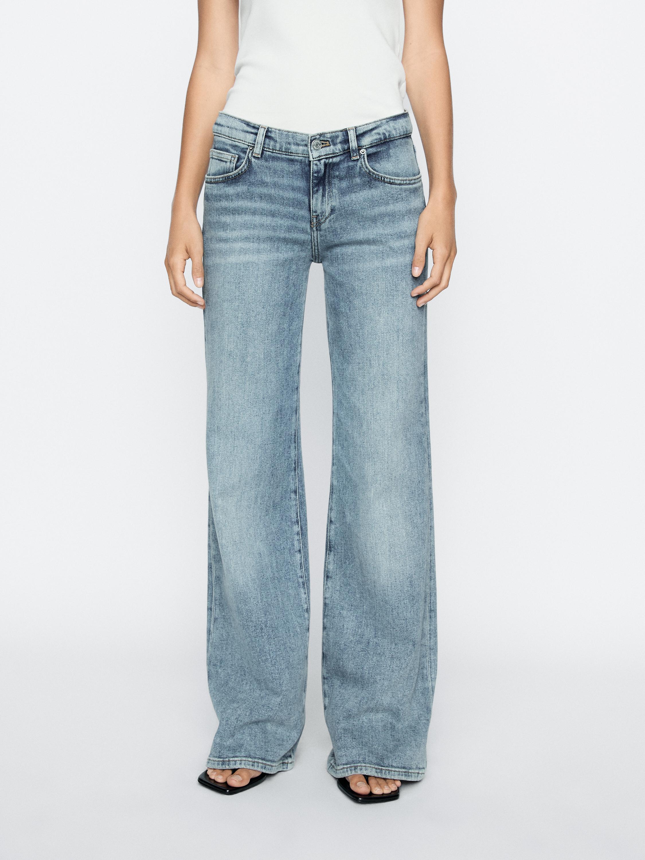 Jeans-Schlaghose im Vintage-Stil mit niedrigem Bund