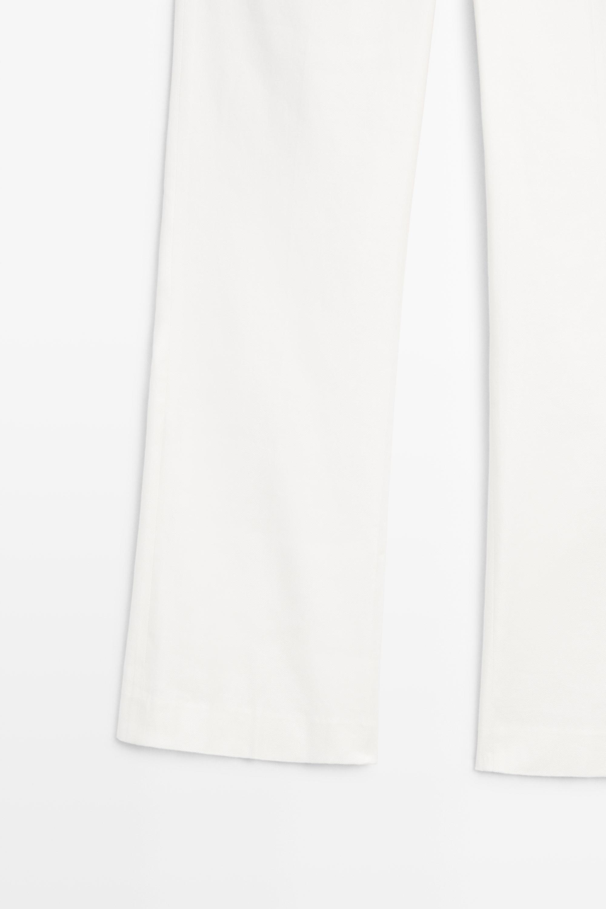 Linen kick flare fit pants — WHITE