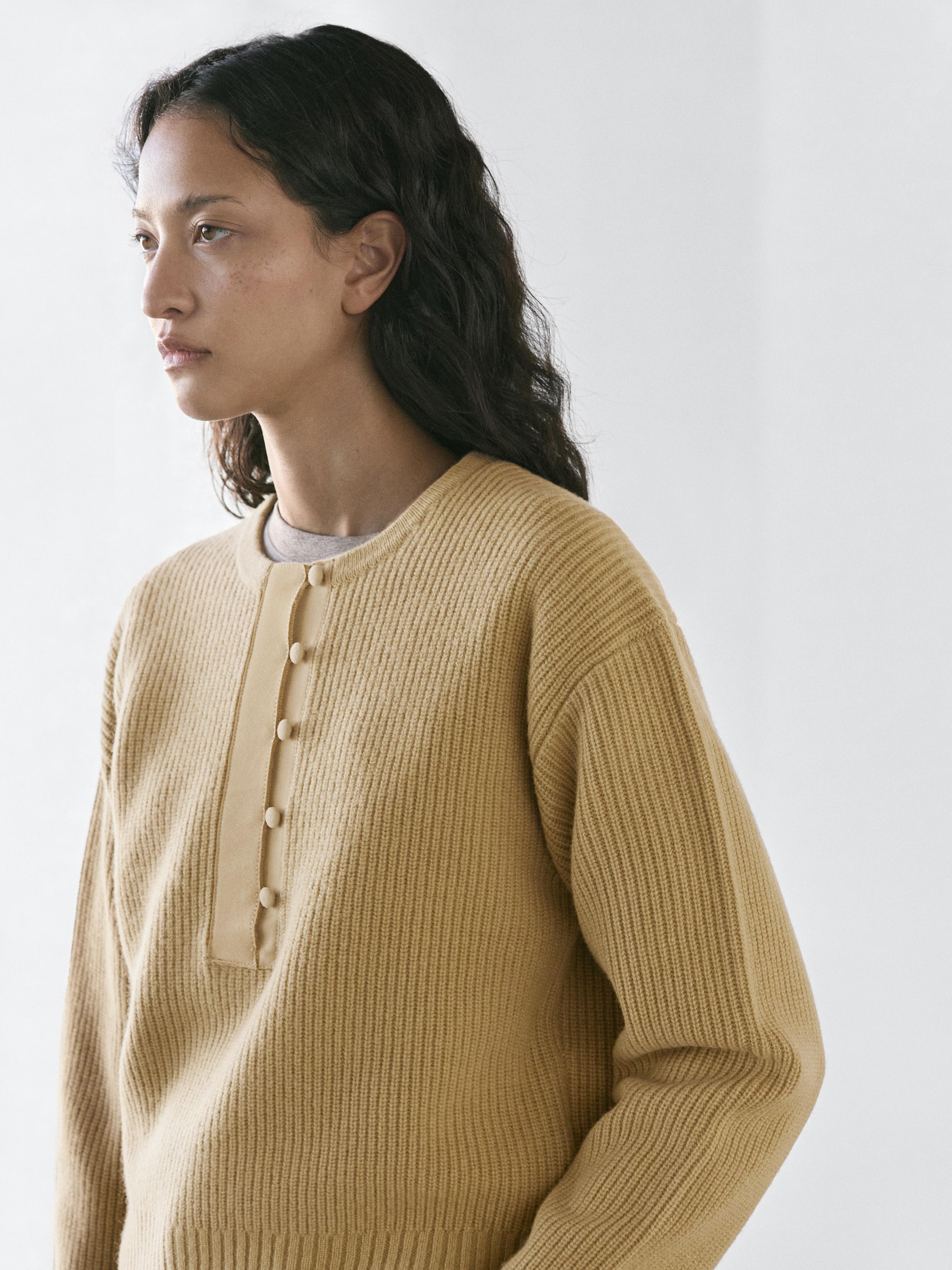 Wool blend knit sweater — MUSTARD YELLOW