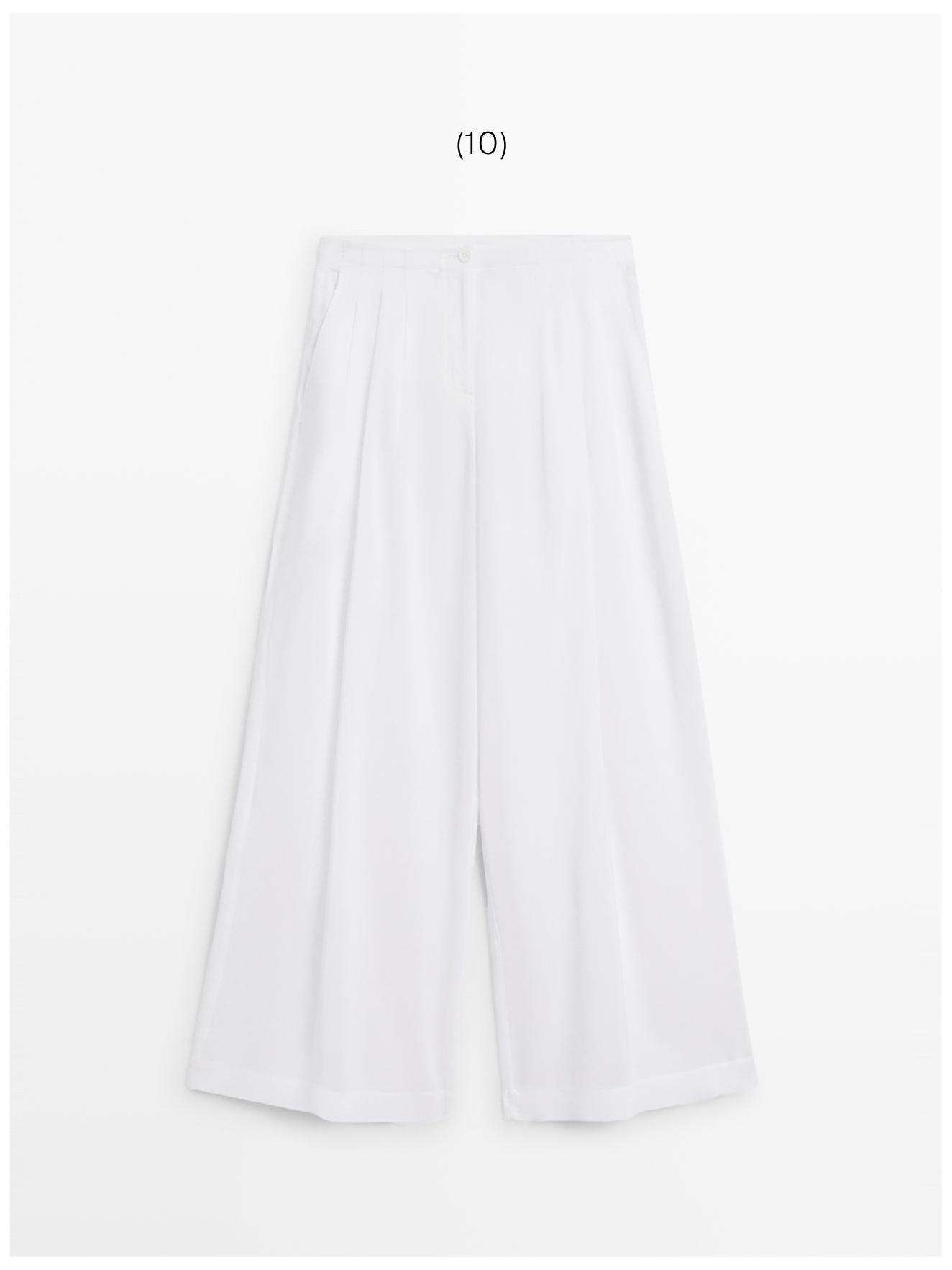 Flowing linen blend trousers — Off white