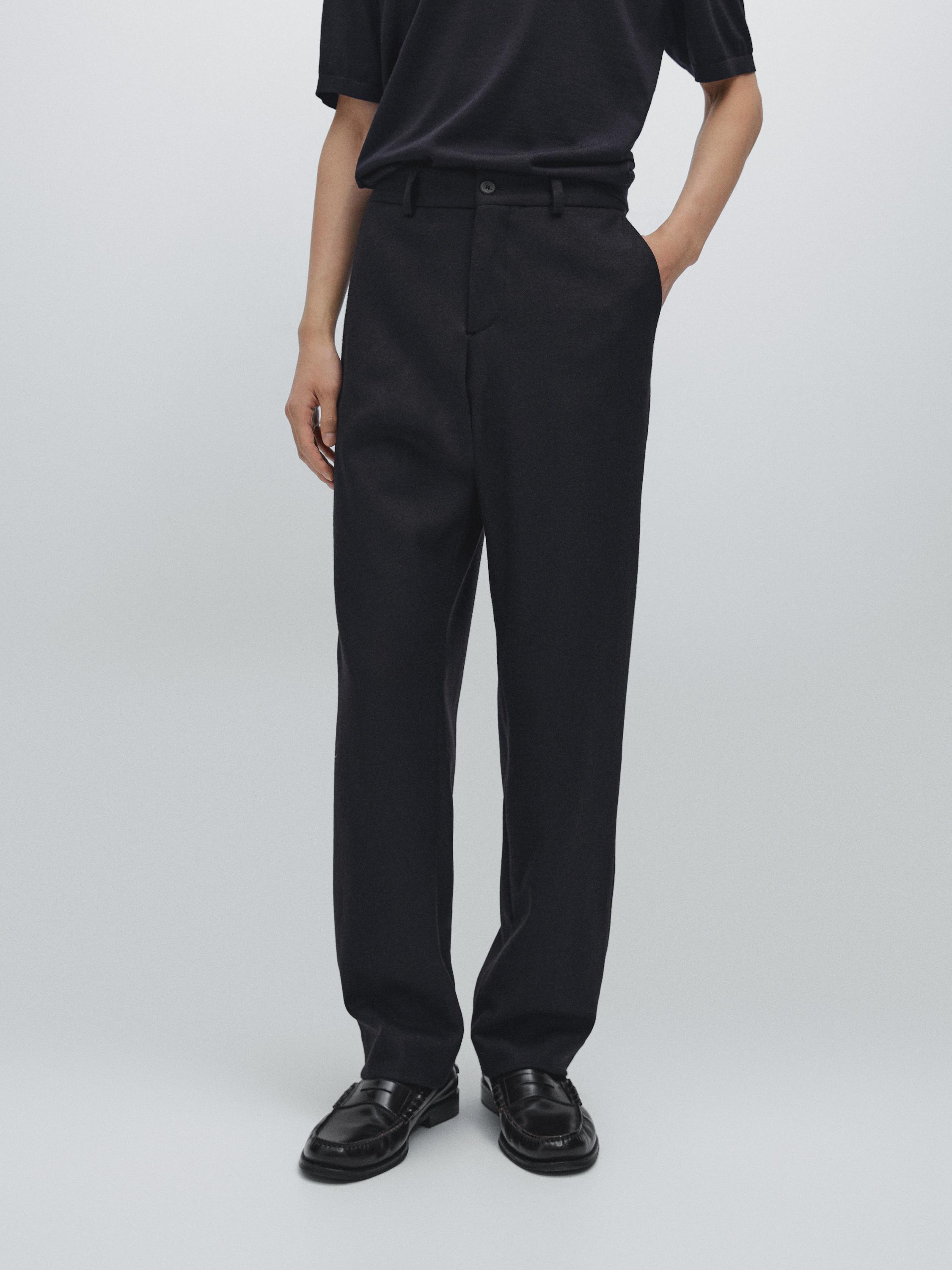 Wool blend trousers — NAVY BLUE