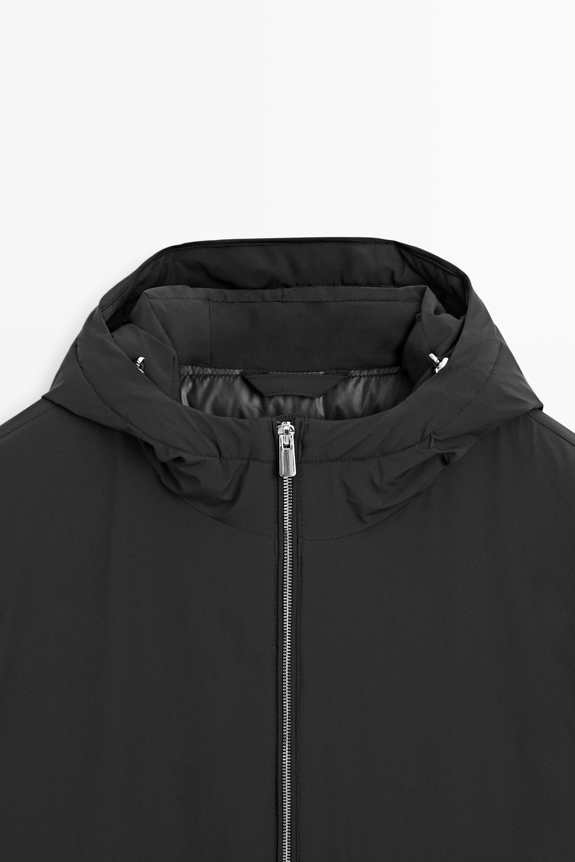 Lightweight hooded down jacket — BLACK