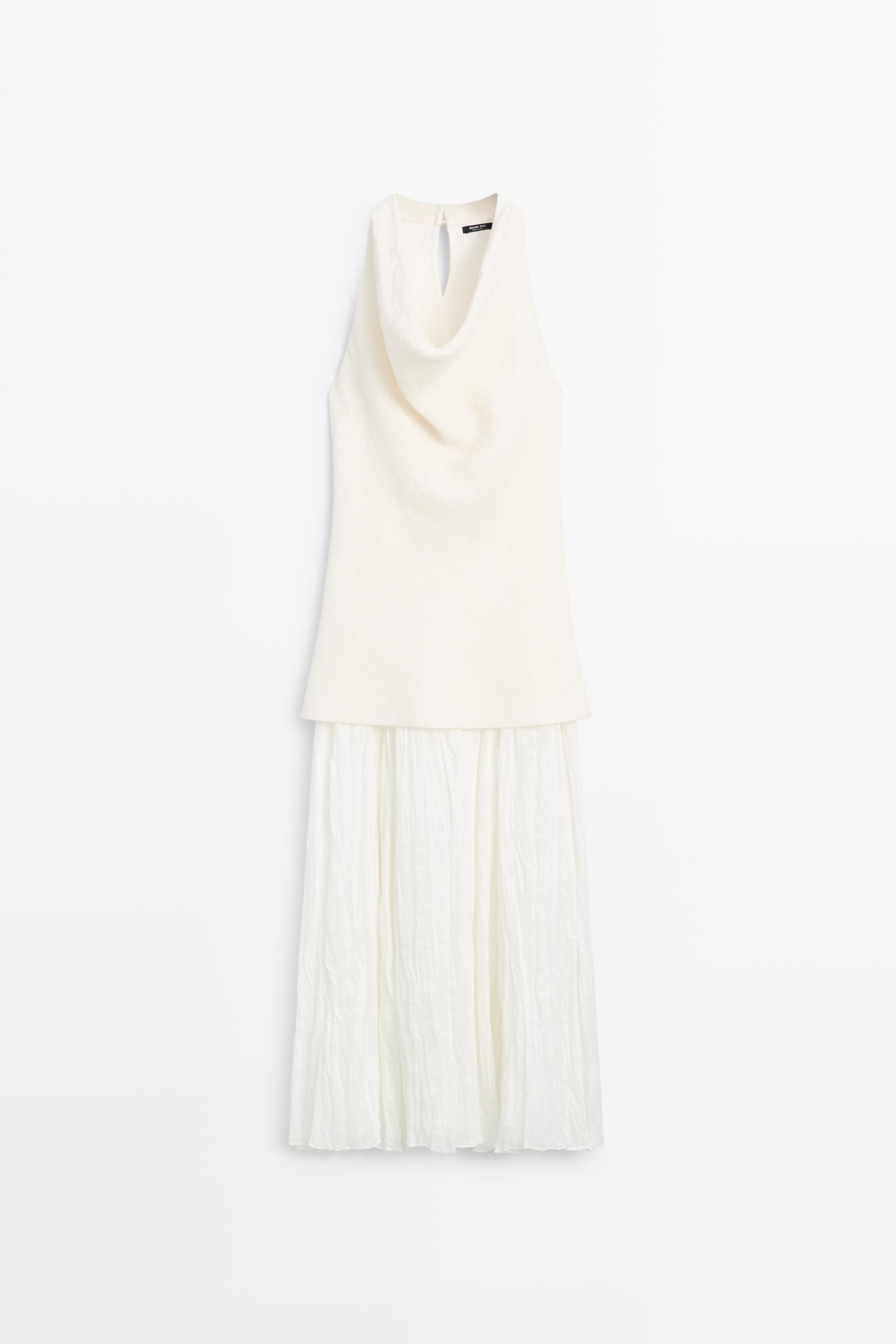 Robe fluide plissée en lin mélangé