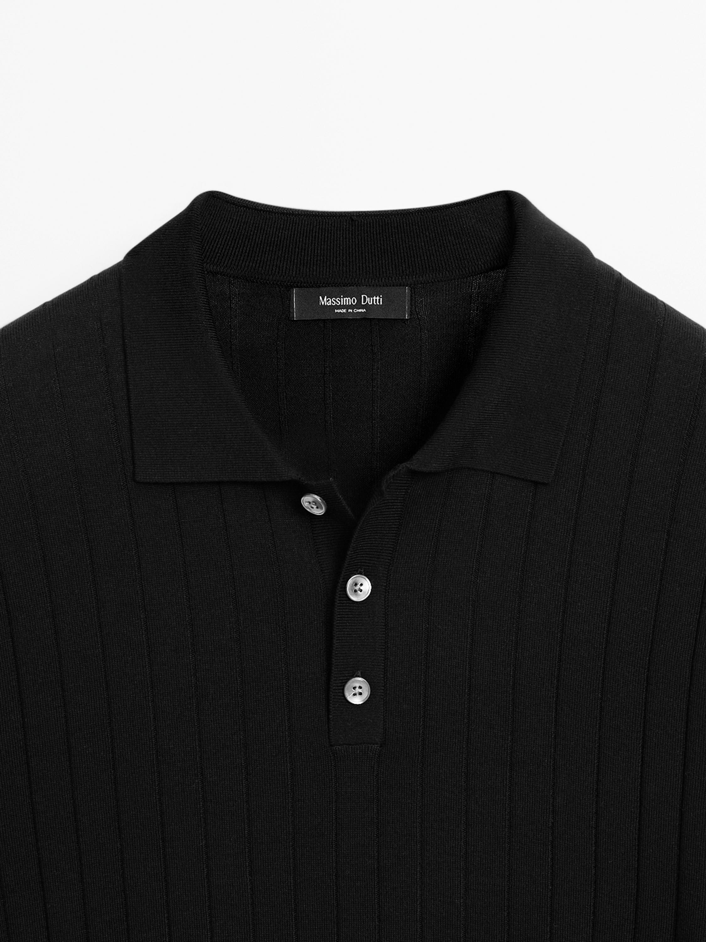 Ribbed knit polo shirt