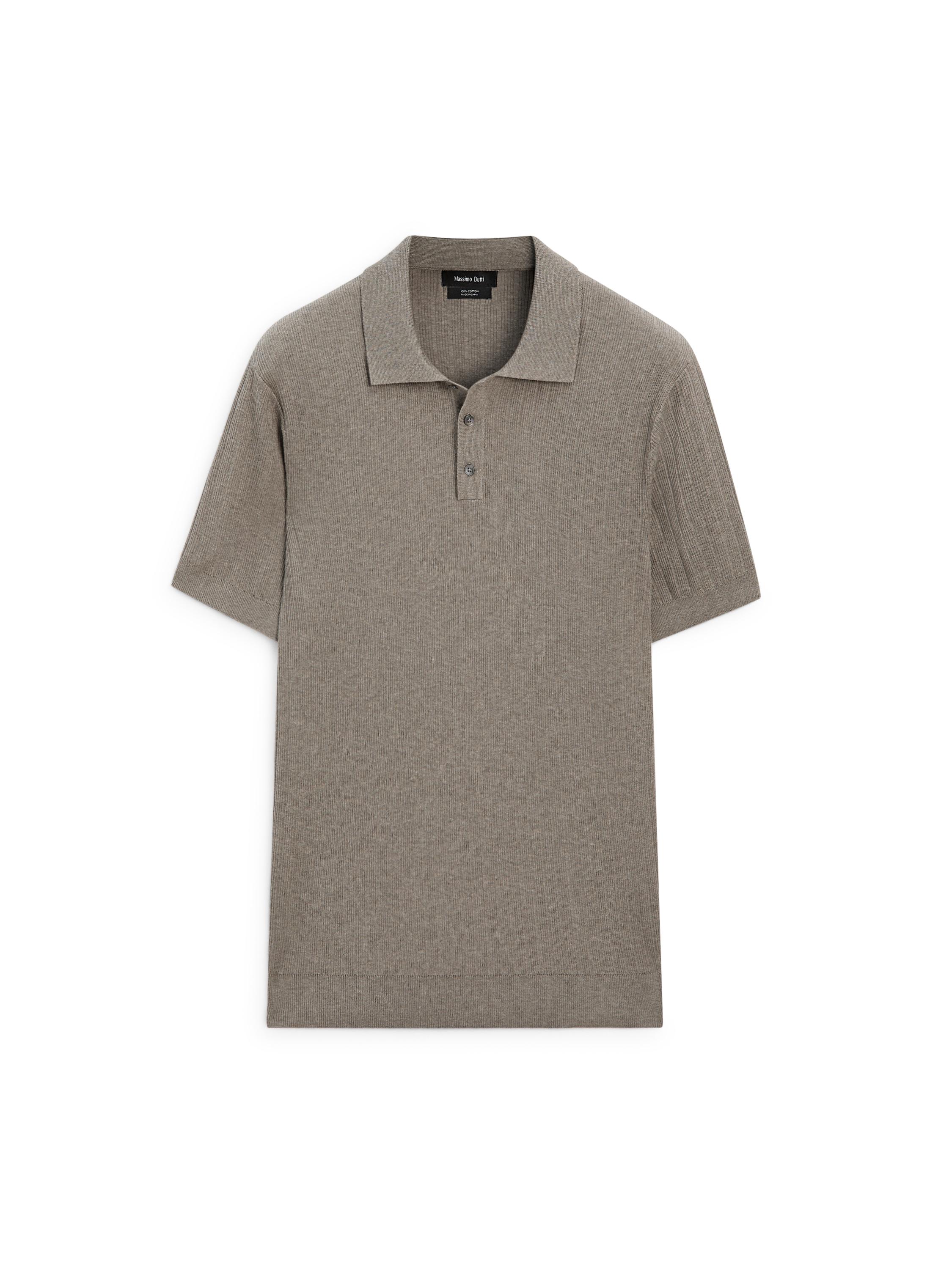 Ribbed knit cotton polo shirt — Washed