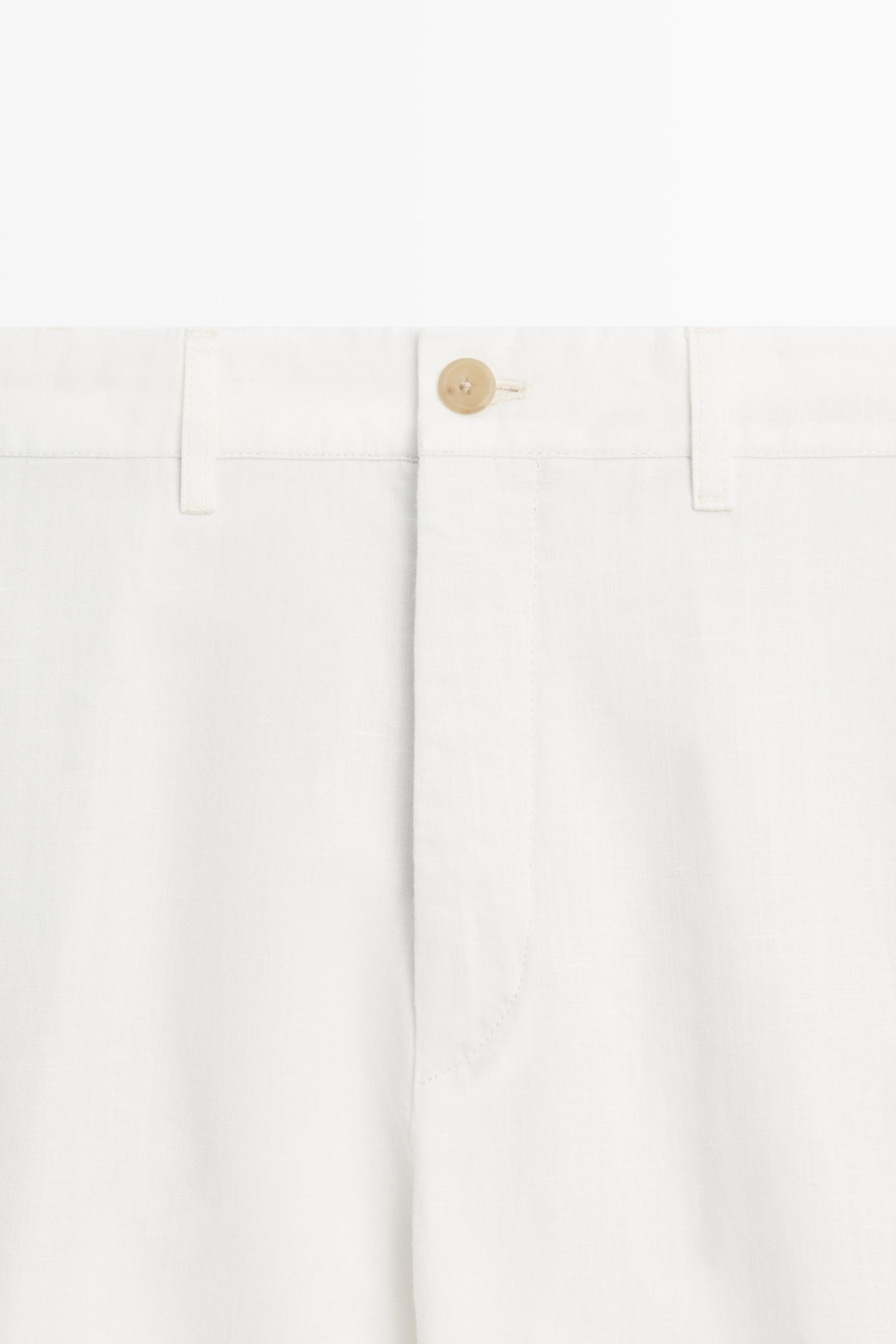 Linen-cotton straight-leg pants — Off white
