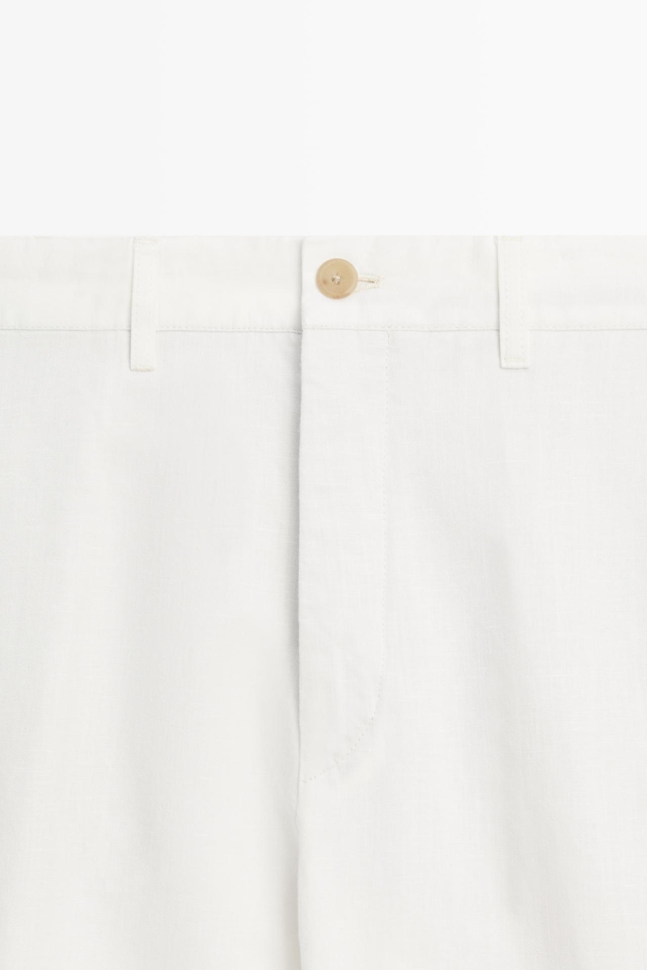 Linen-cotton straight-leg pants — Off white
