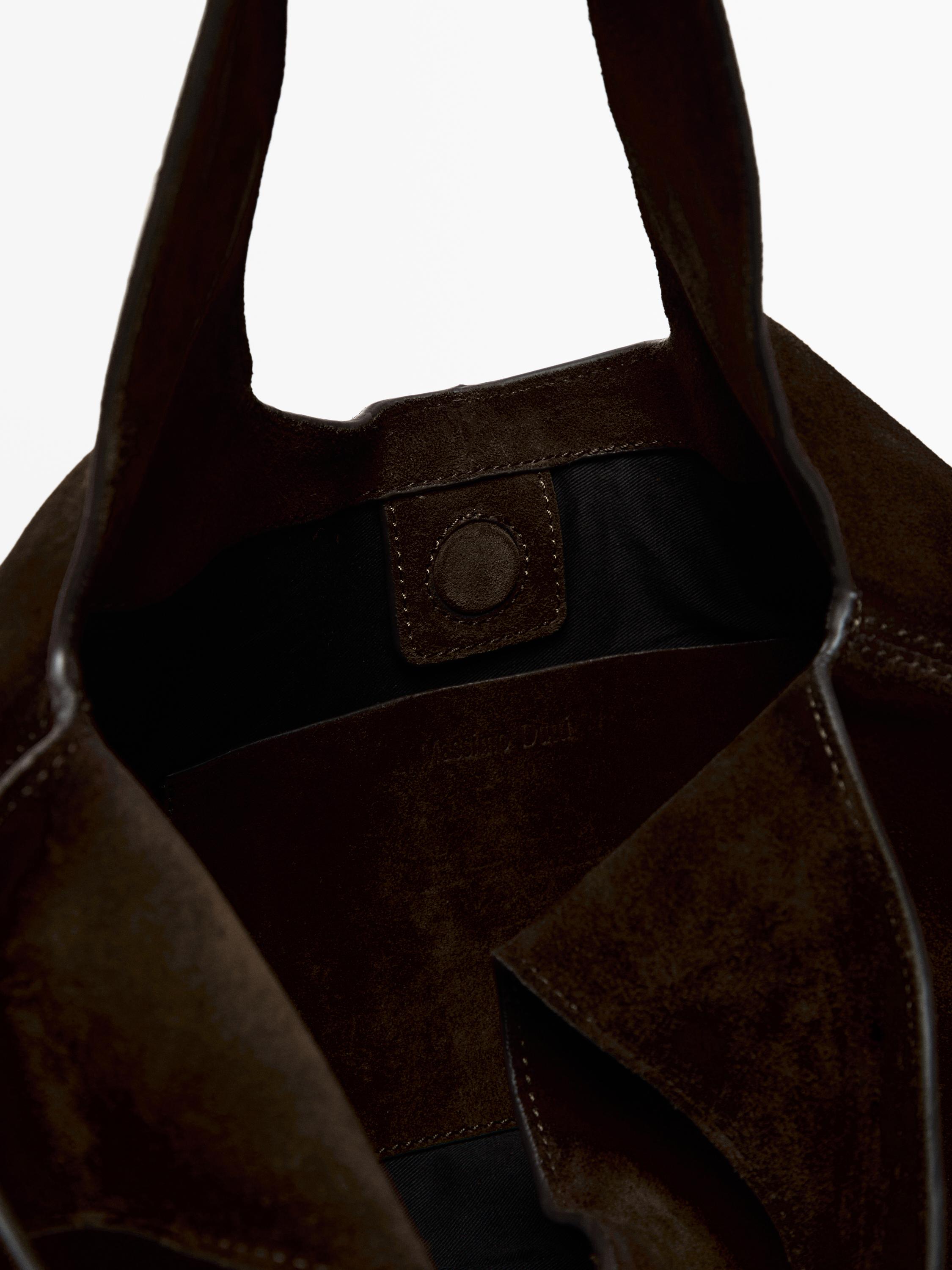 Medium split leather lady bag — BROWN