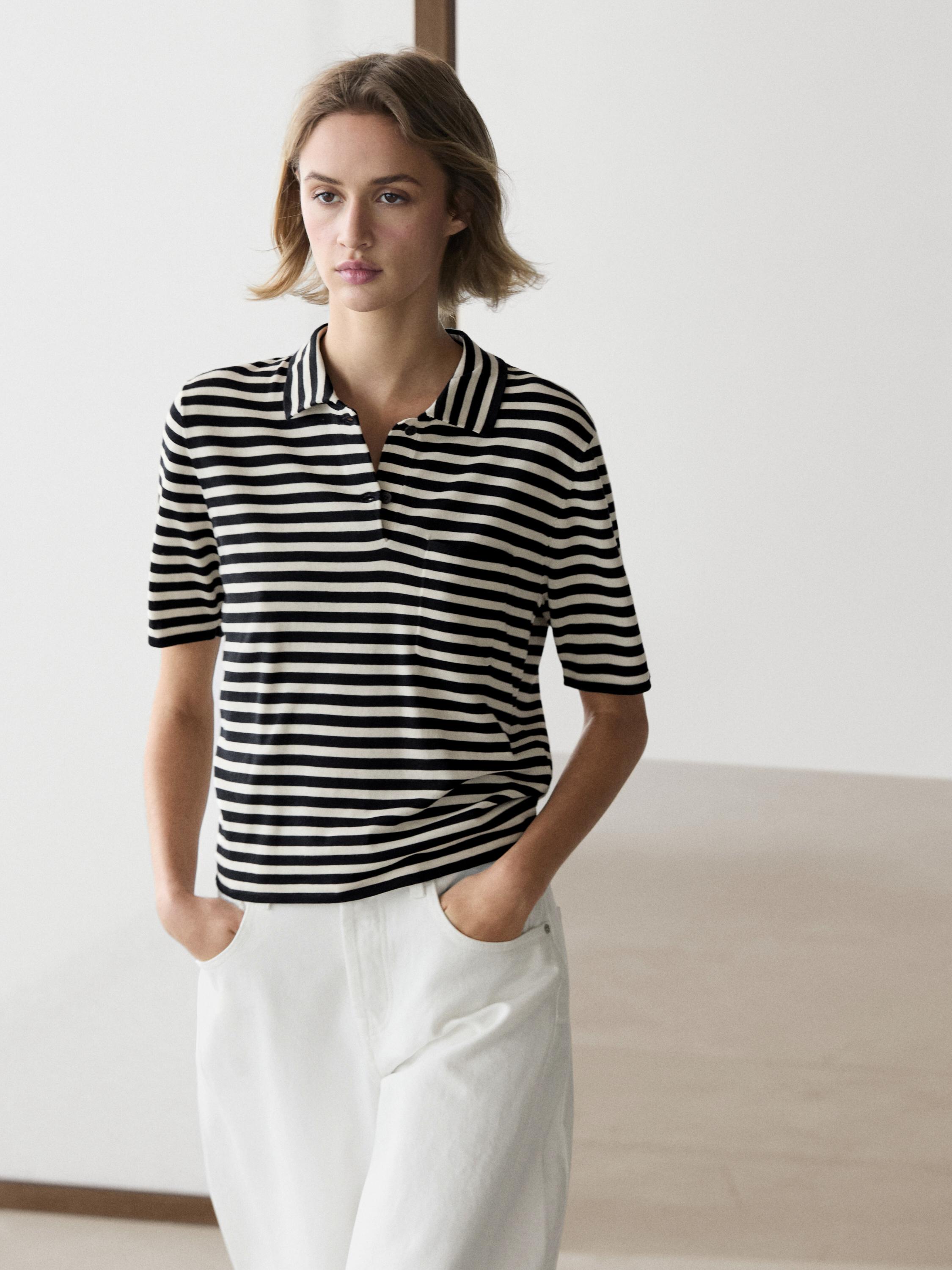 Knit polo shirt with pocket detail