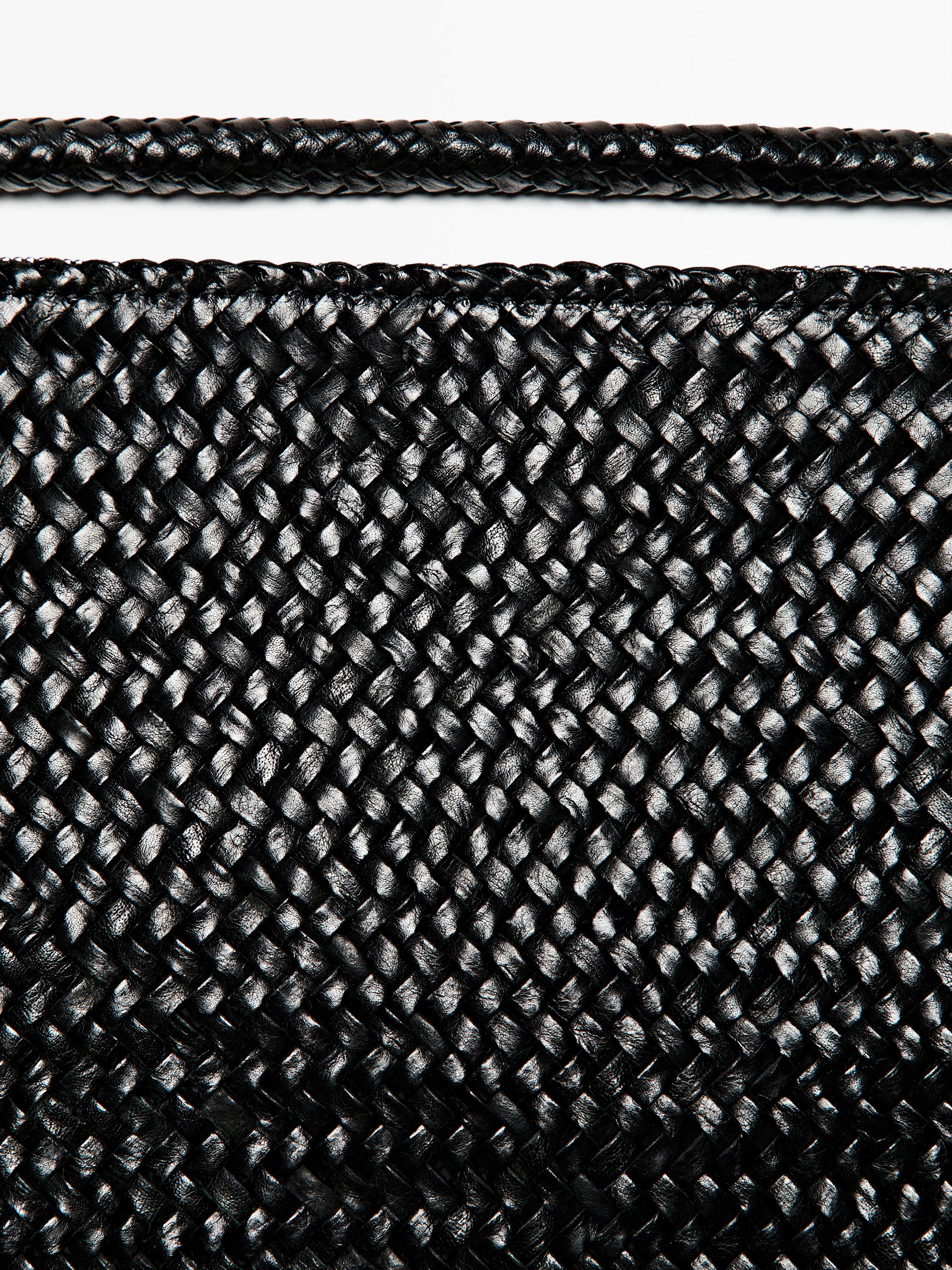 Grand sac satchel tressé en cuir nappa