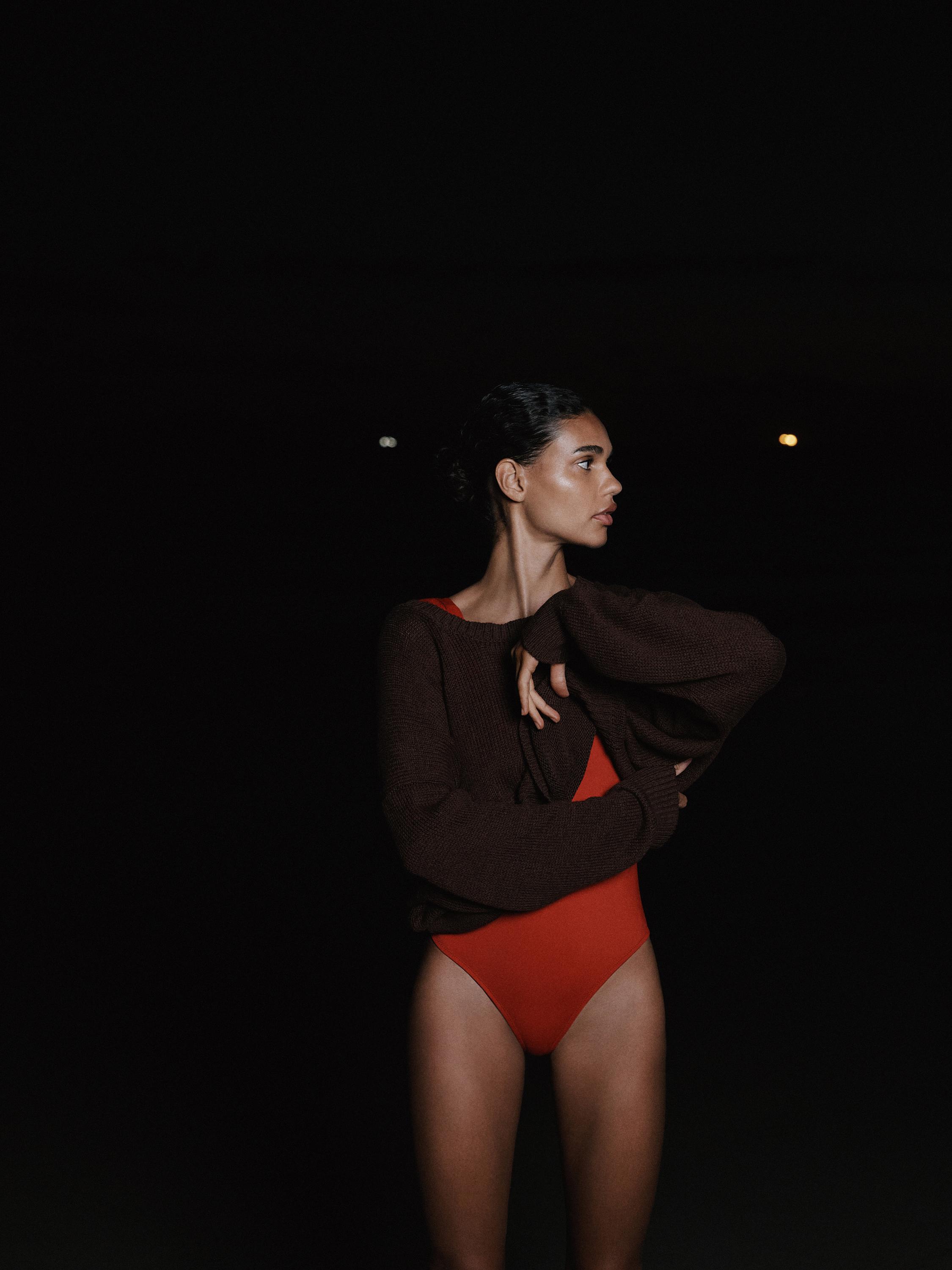 Swimsuit with rolled straps