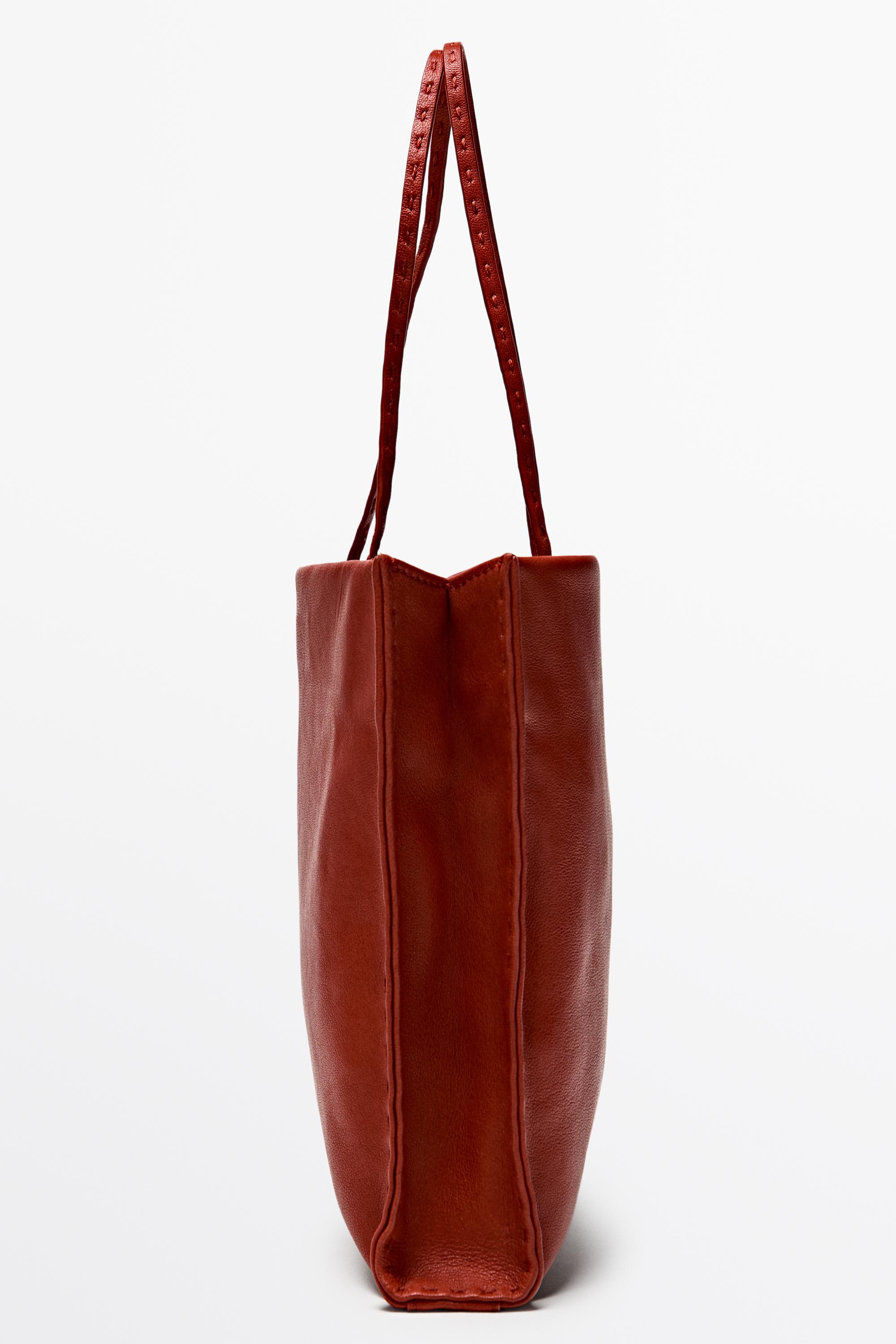 Nappa leather double compartment bag — CORAL RED