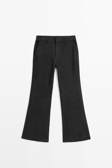 Mid-waist cropped flare fit jeans — BLACK 2