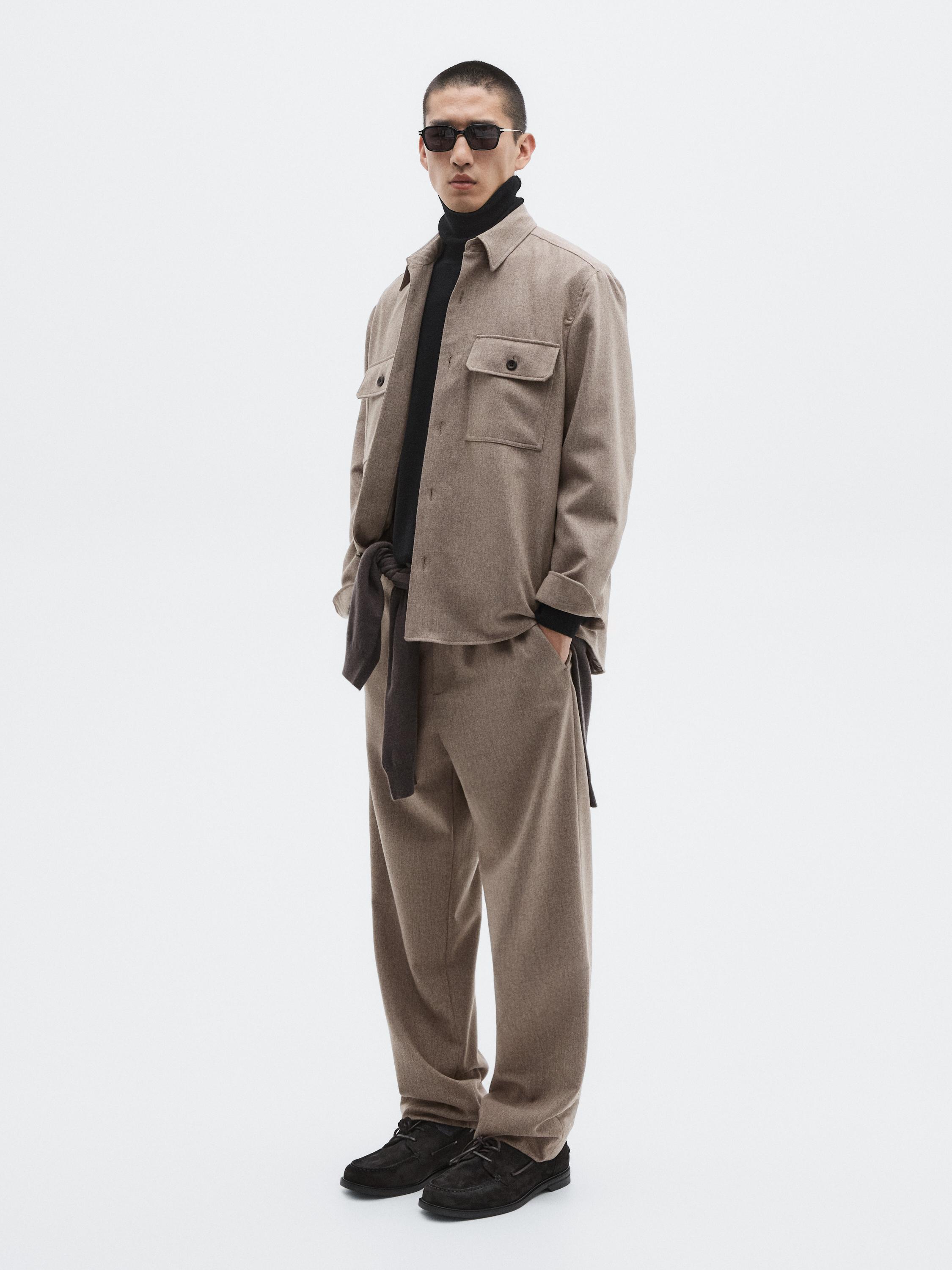 Wool blend overshirt with pockets - LIMITED