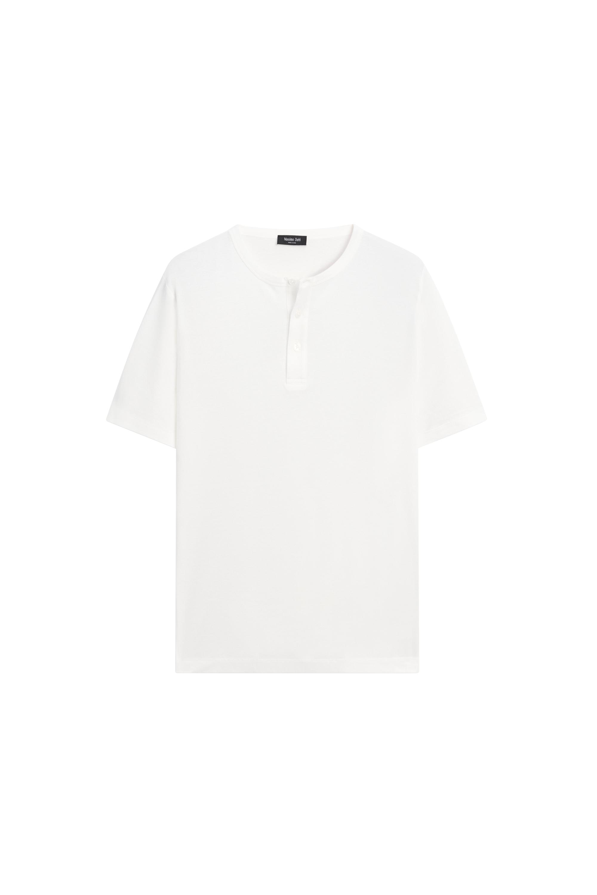 100% cotton henley T-shirt — Off white