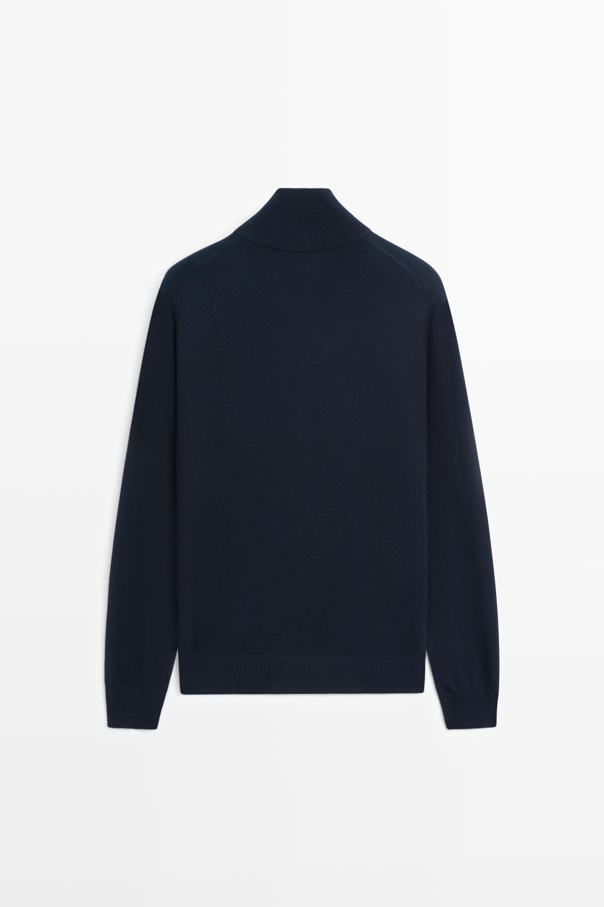 100% cotton knit cardigan — NAVY BLUE