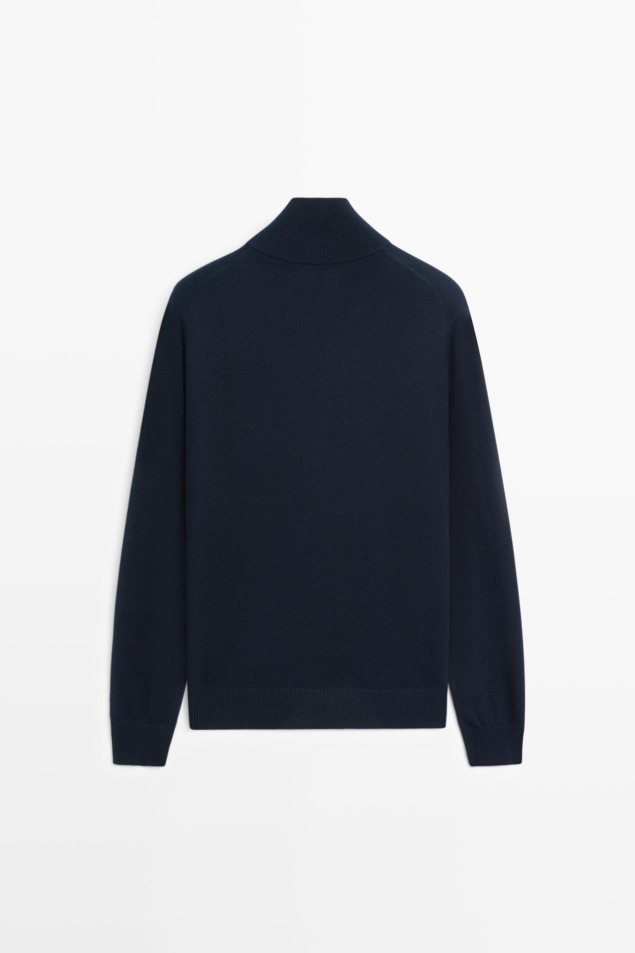 100% cotton knit cardigan — NAVY BLUE